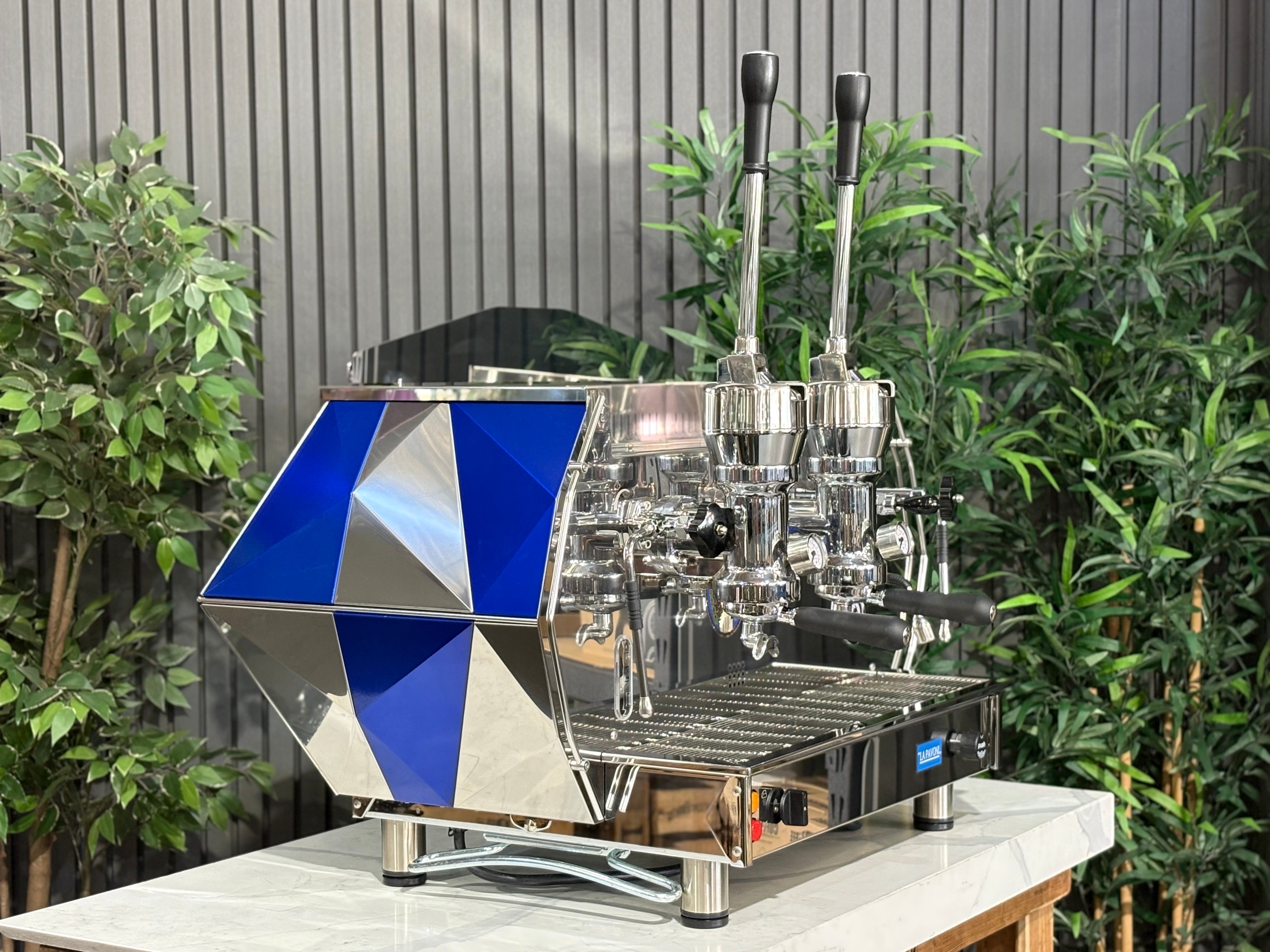 La Pavoni Diamante Lever 2 Group Coffee Machine Blue & Chrome - New