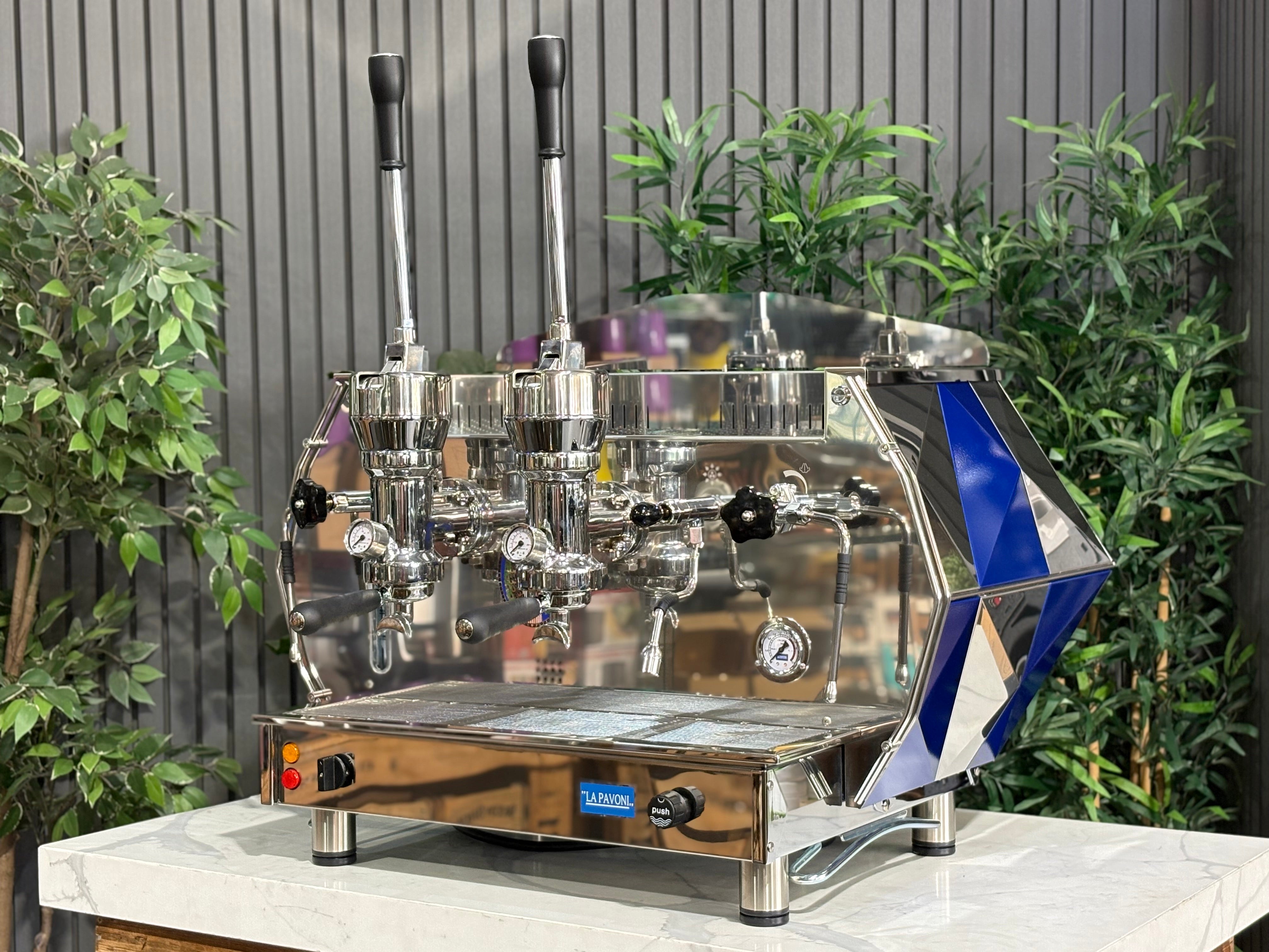 La Pavoni Diamante Lever 2 Group Coffee Machine Blue & Chrome - New