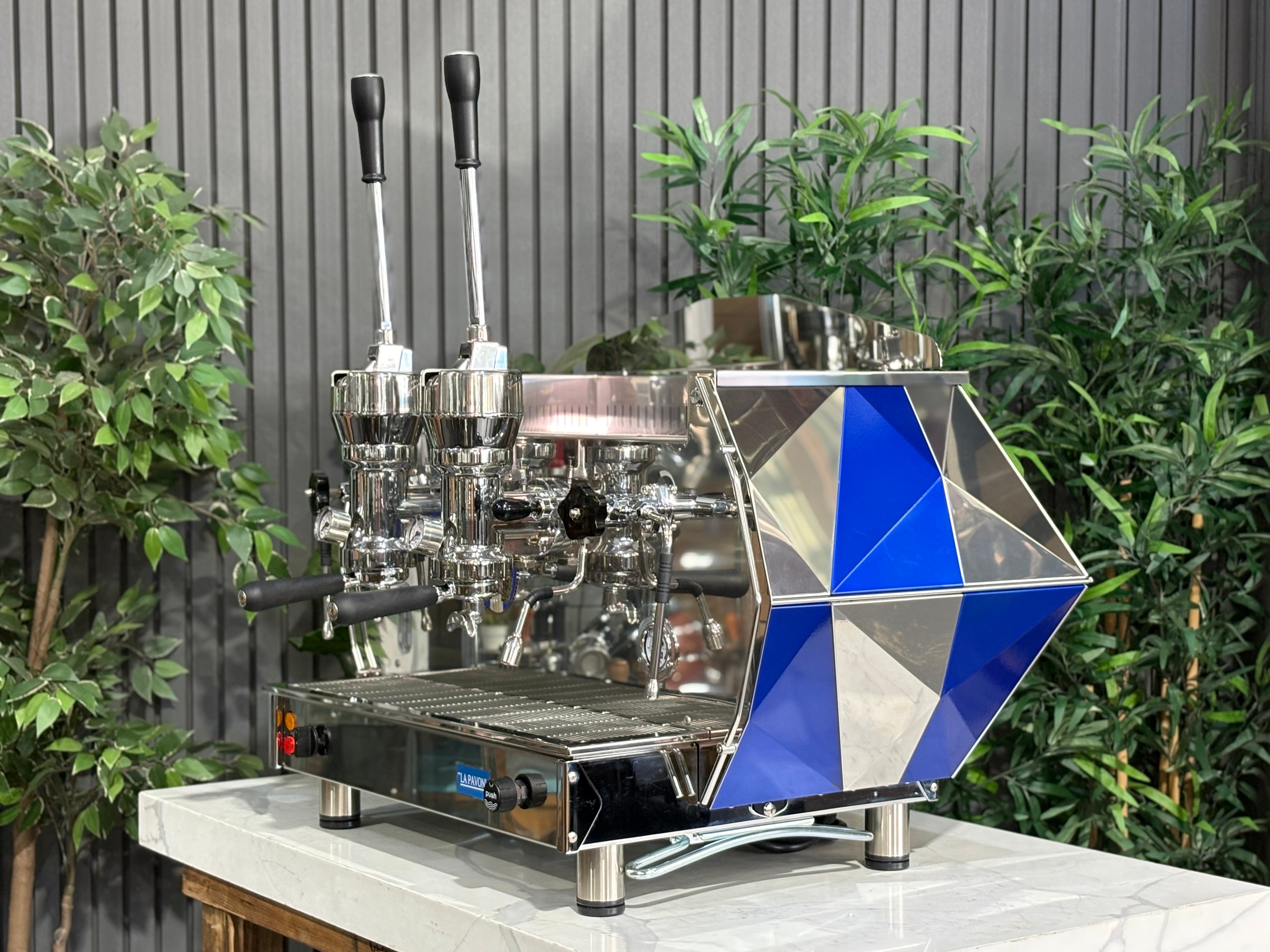 La Pavoni Diamante Lever 2 Group Coffee Machine Blue & Chrome - New