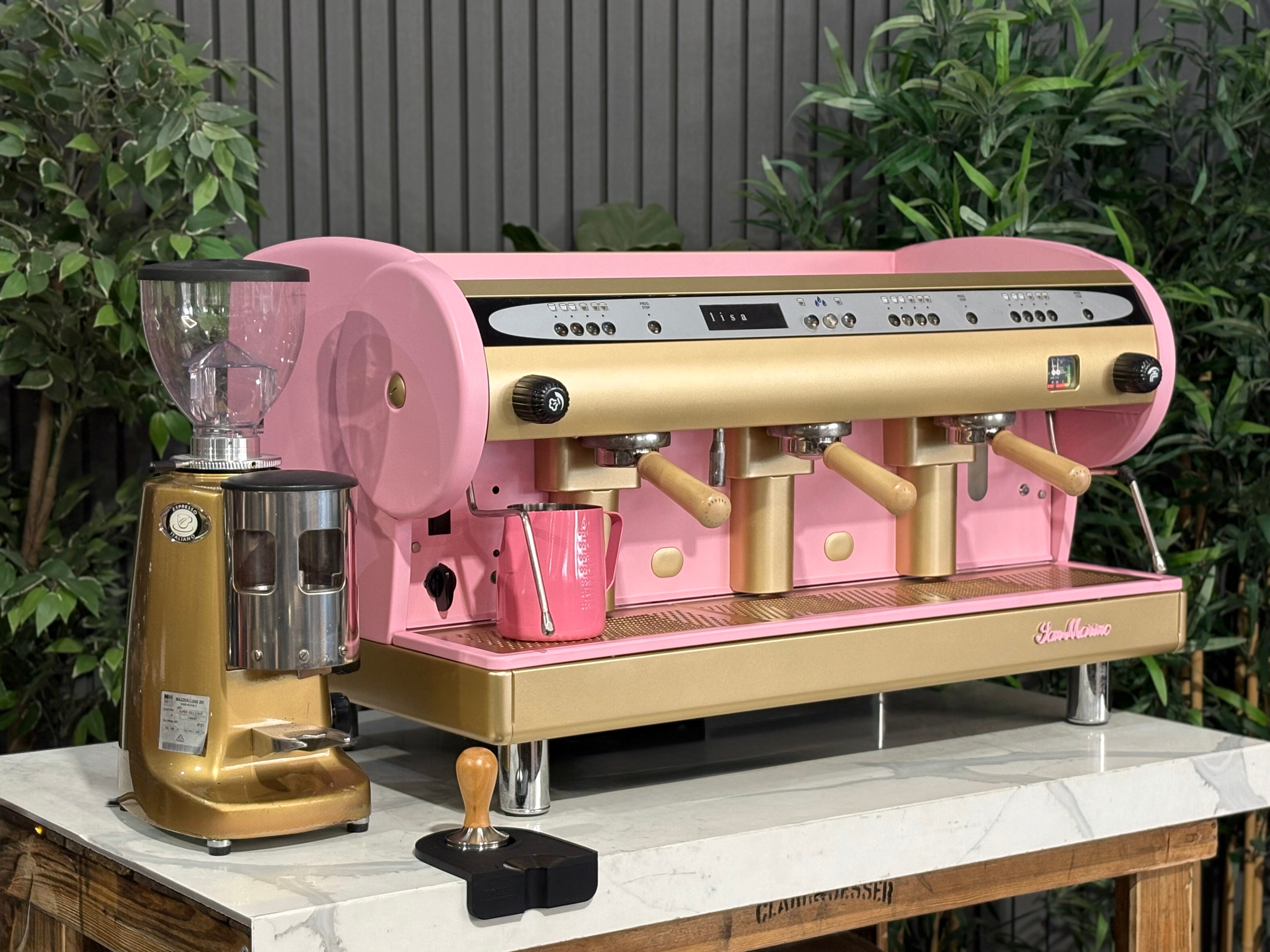 San Marino Lisa R 3 Group Coffee Machine Pink, Gold & Timber - Used