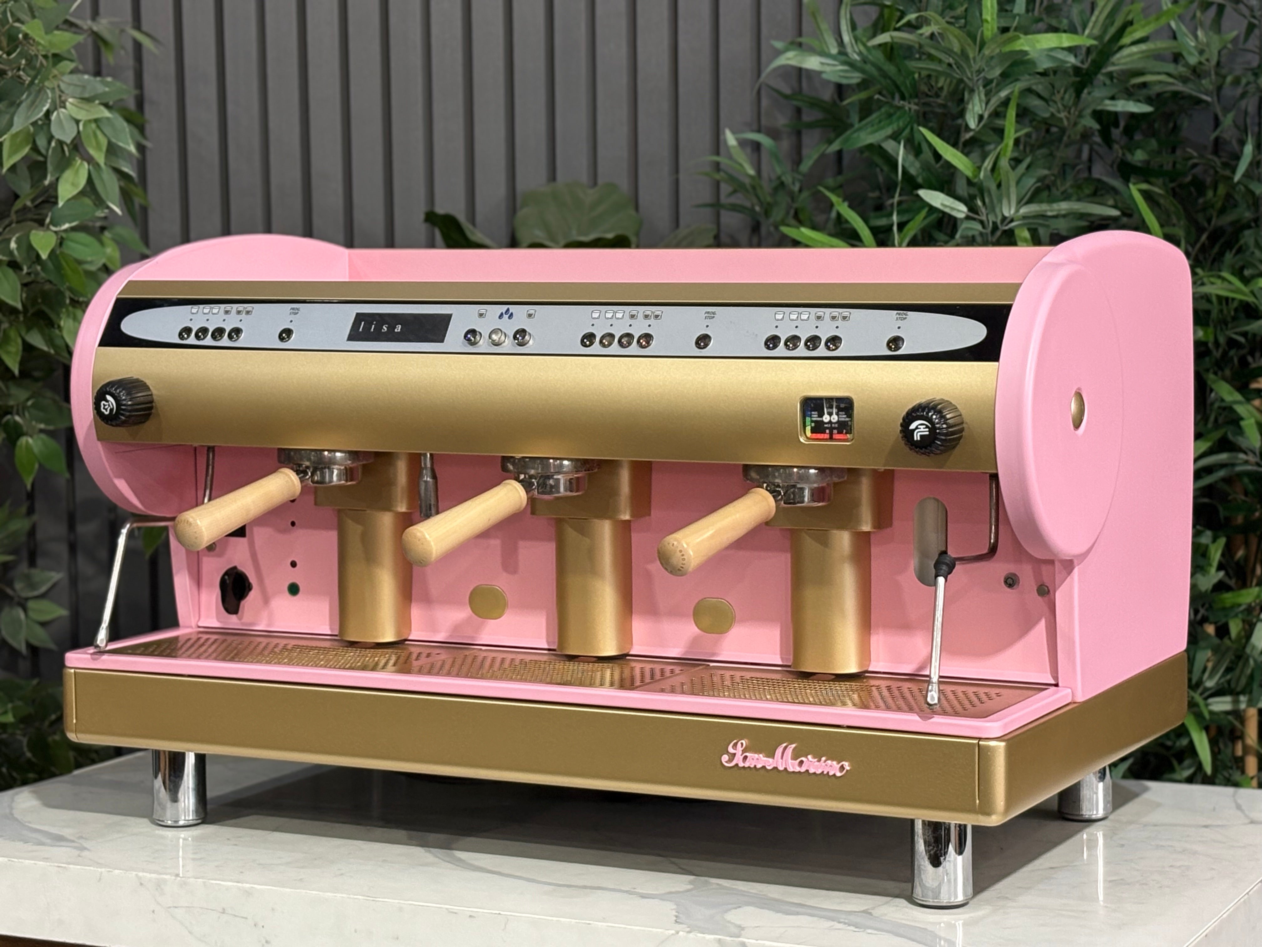 San Marino Lisa 3 Group Coffee Machine Pink, Gold & Timber