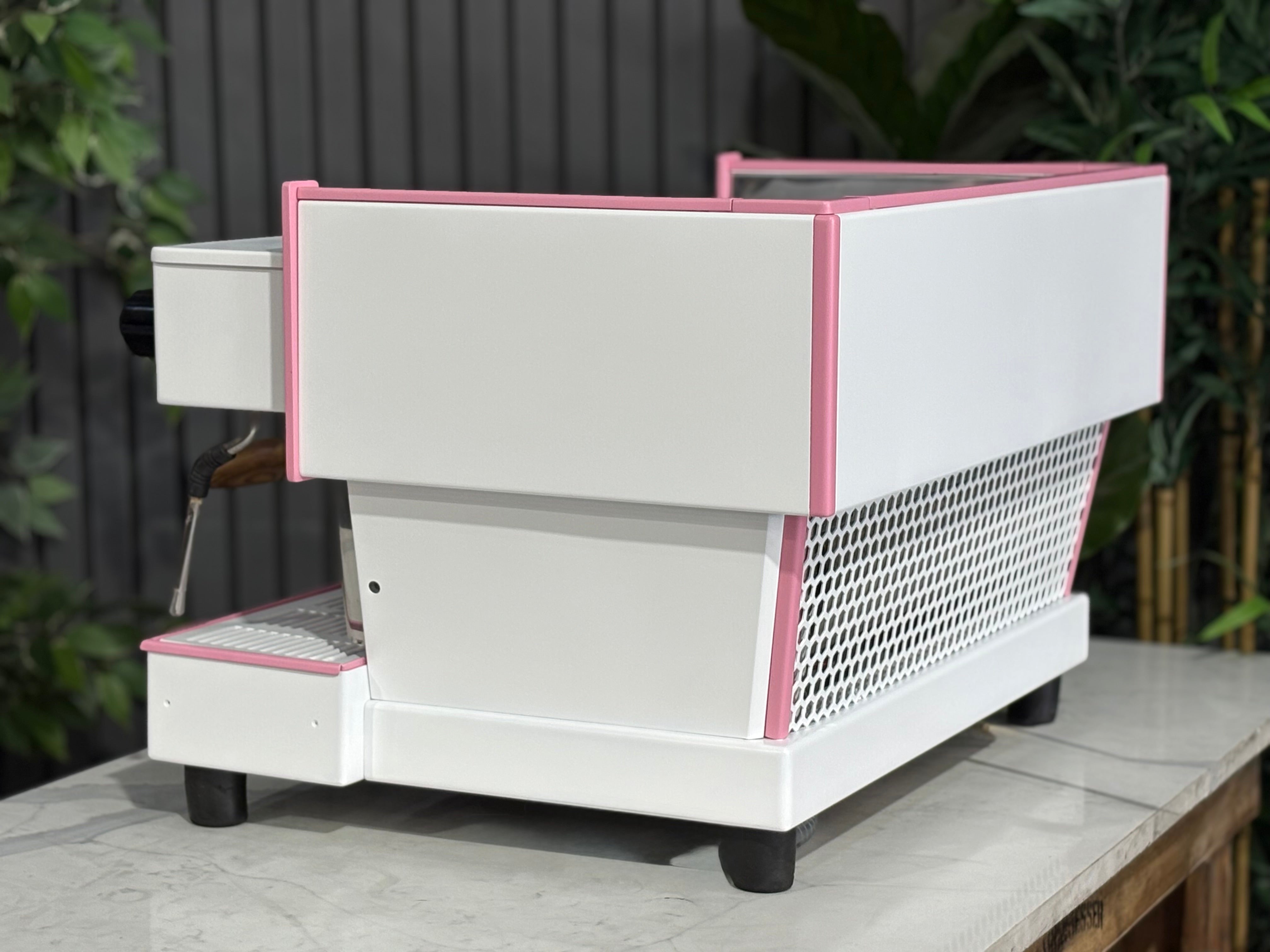 La Marzocco Linea Classic EE 2 Group Coffee Machine Pink, White & Timber - Used