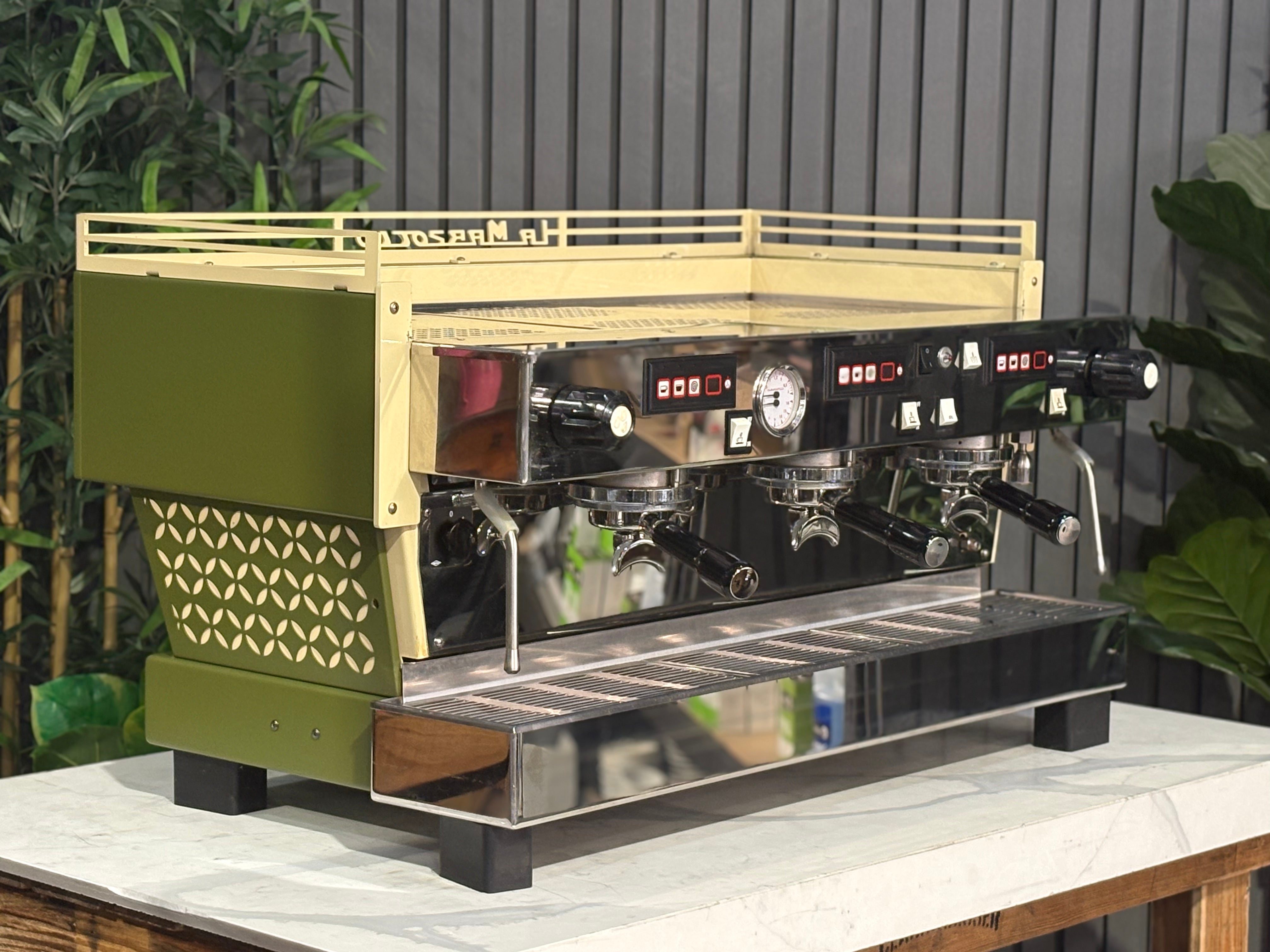La Marzocco Linea Classic Green & Gold Cutout 3 Group Coffee Machine - Used