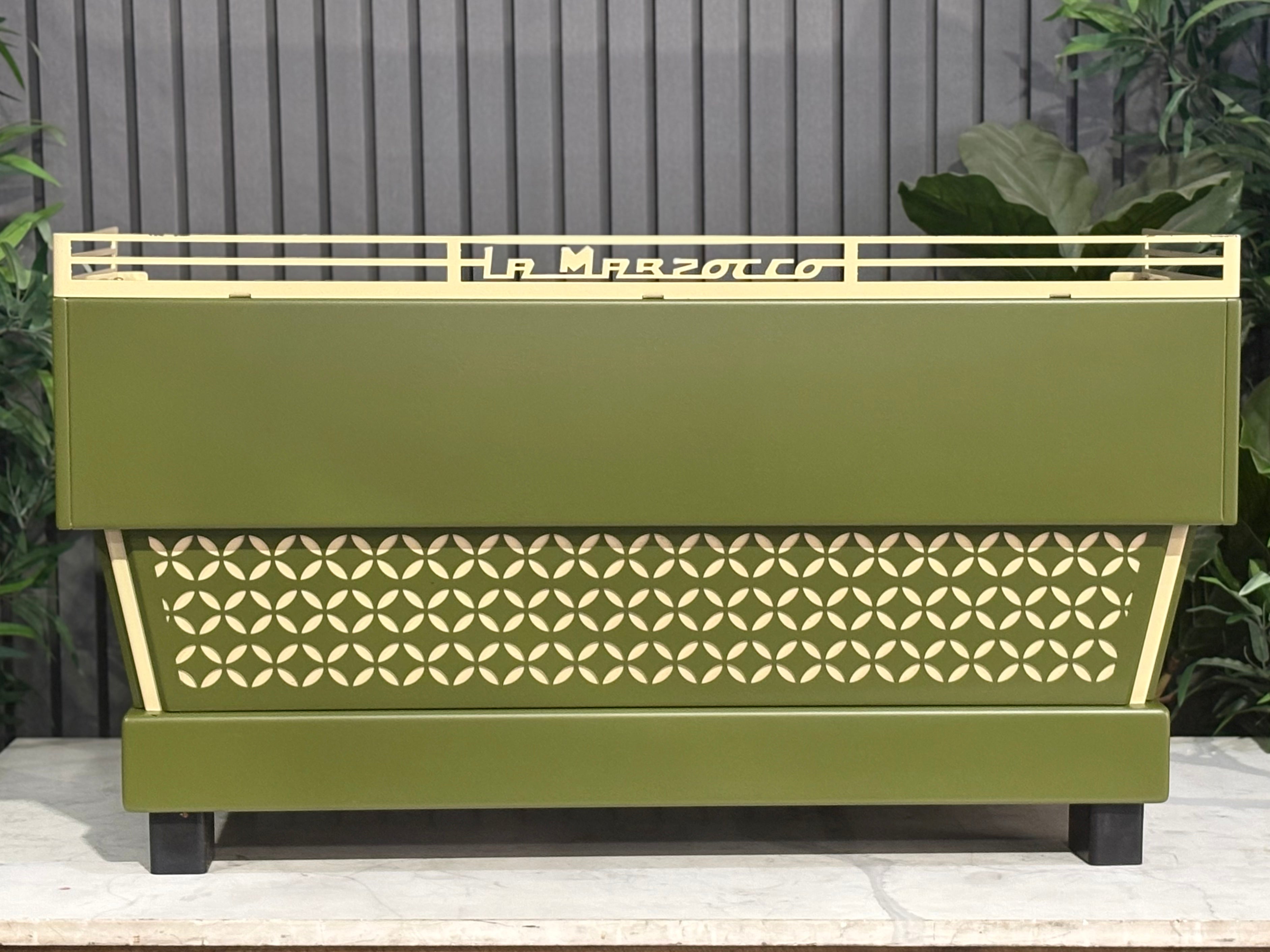 La Marzocco Linea Classic Green & Gold Cutout 3 Group Coffee Machine - Used