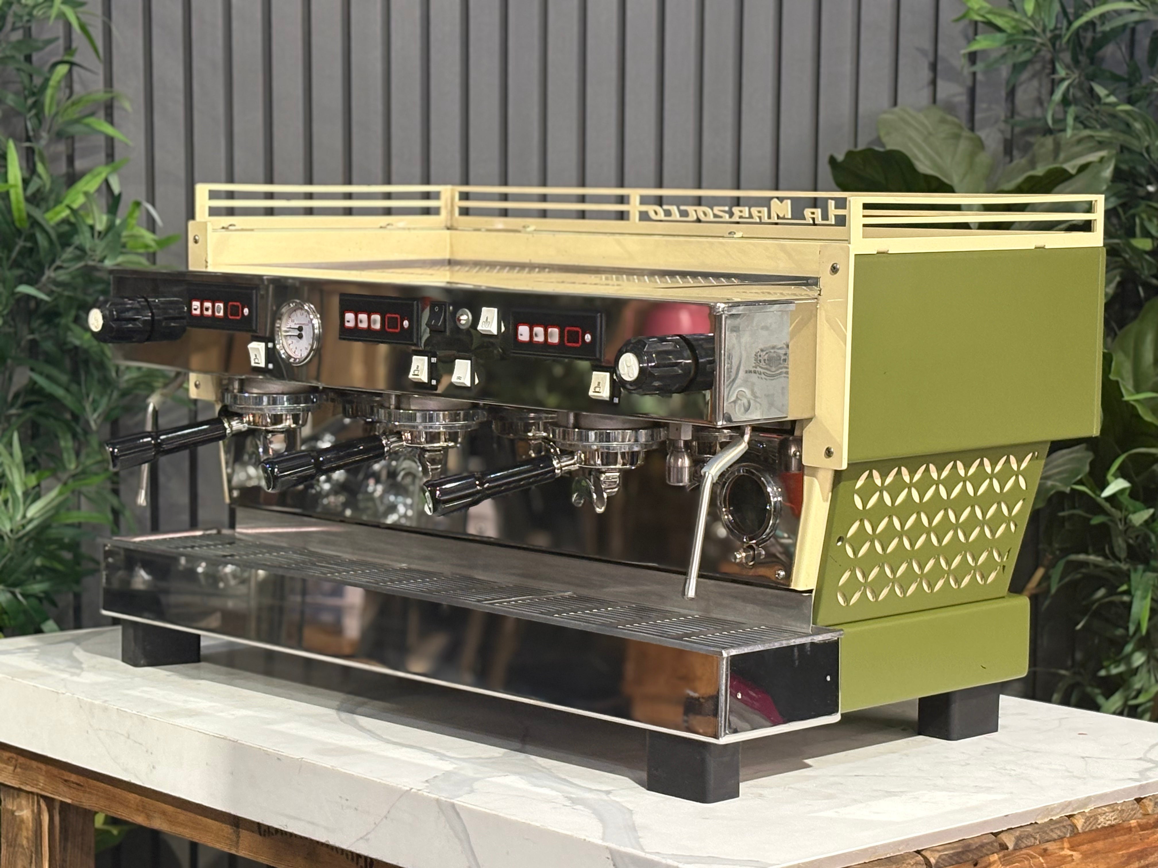 La Marzocco Linea Classic Green & Gold Cutout 3 Group Coffee Machine - Used