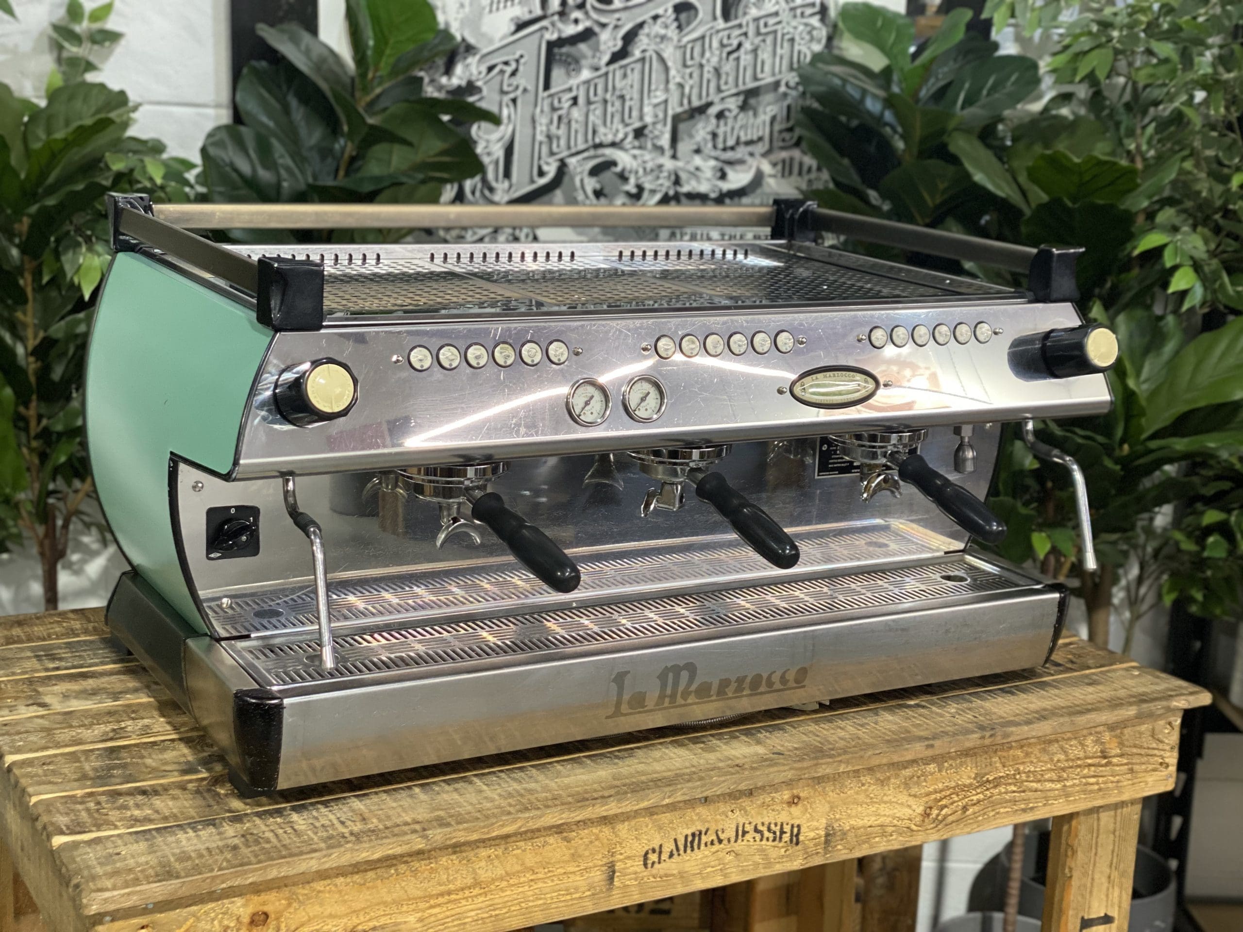 La Marzocco GB5 3 Group Duck Egg Blue Espresso Coffee Machine - Used