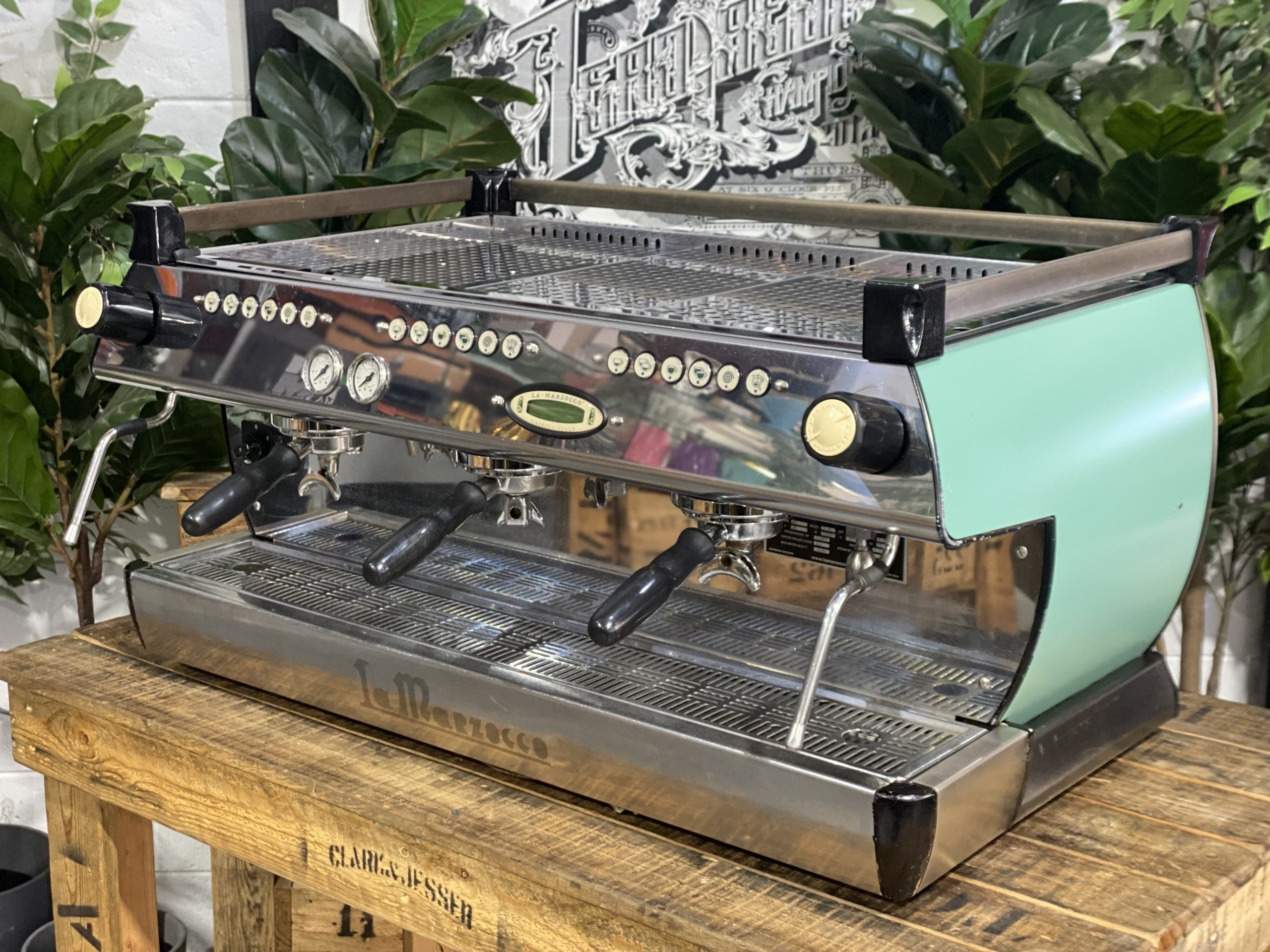 La Marzocco GB5 3 Group Duck Egg Blue Espresso Coffee Machine - Used