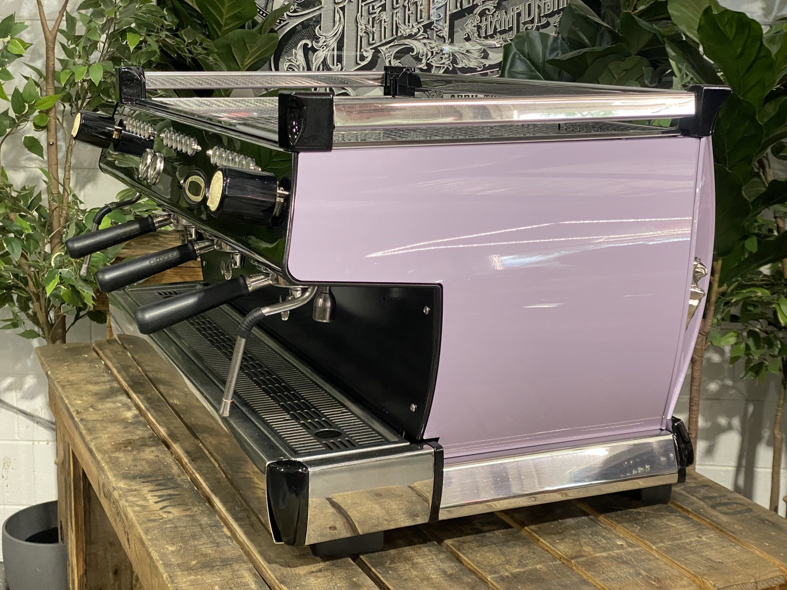 La Marzocco GB5 3 Group Violet & Black Splashback - Used