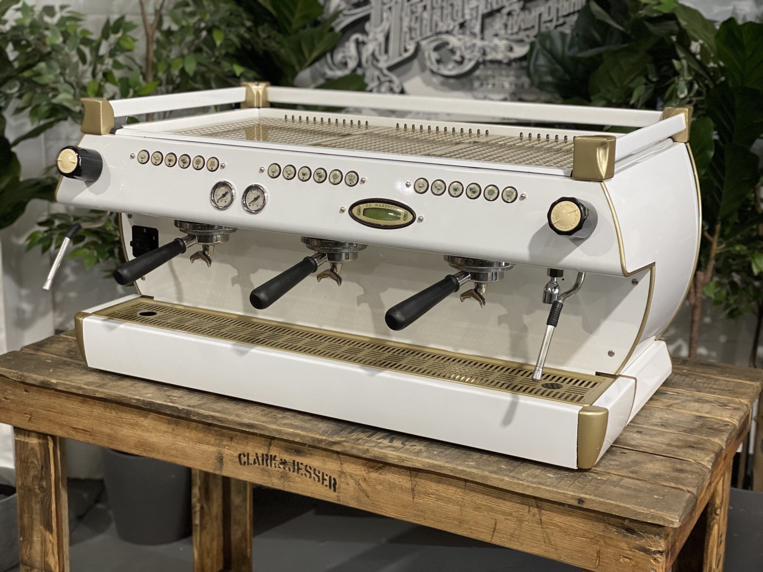 La Marzocco GB5 3 Group White & Gold Espresso Coffee Machine - Used