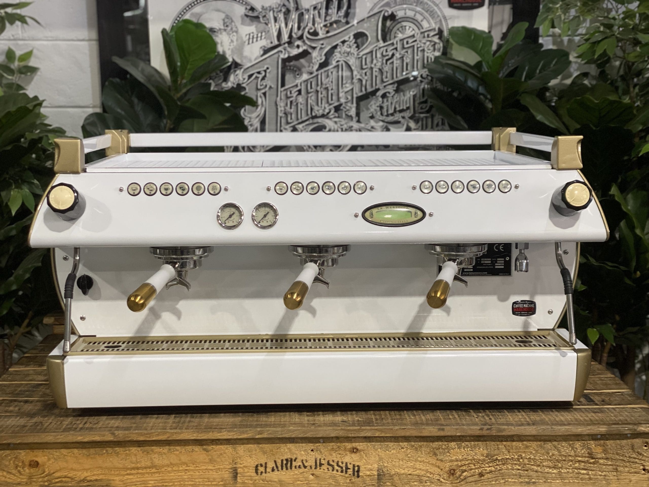 La Marzocco GB5 3 Group White & Gold W. Pesado Group Handles - Used