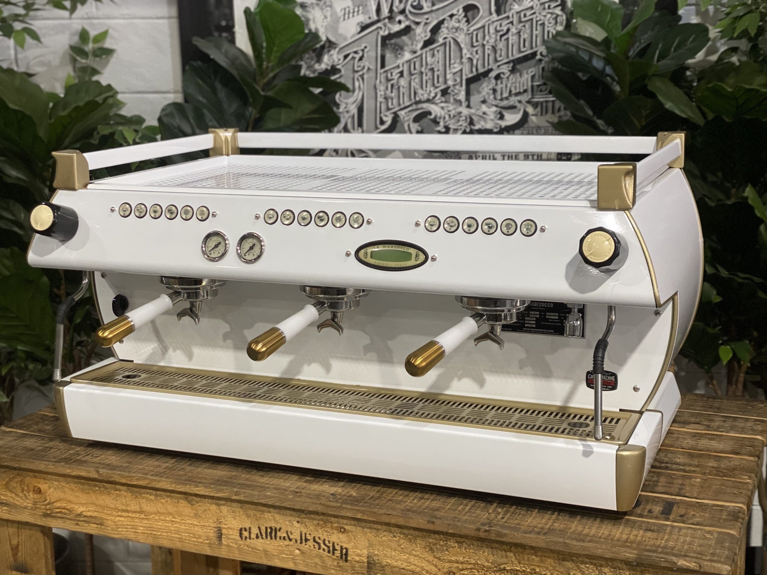 La Marzocco GB5 3 Group White & Gold W. Pesado Group Handles - Used