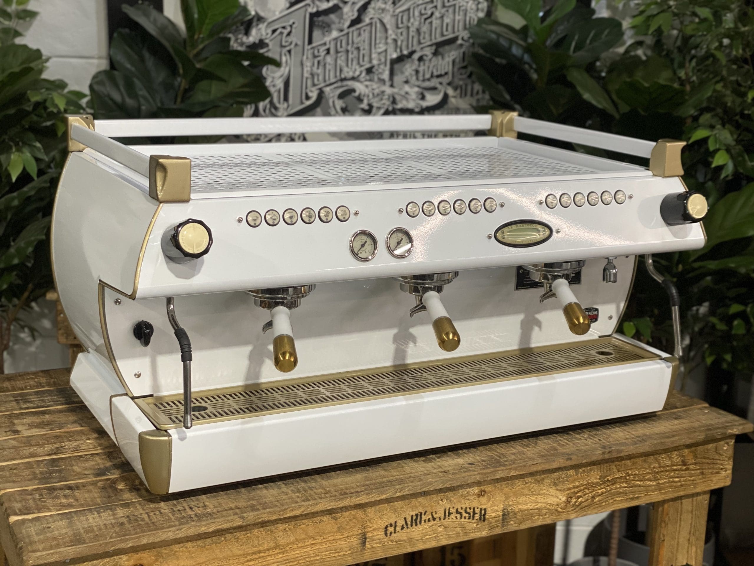 La Marzocco GB5 3 Group White & Gold W. Pesado Group Handles - Used