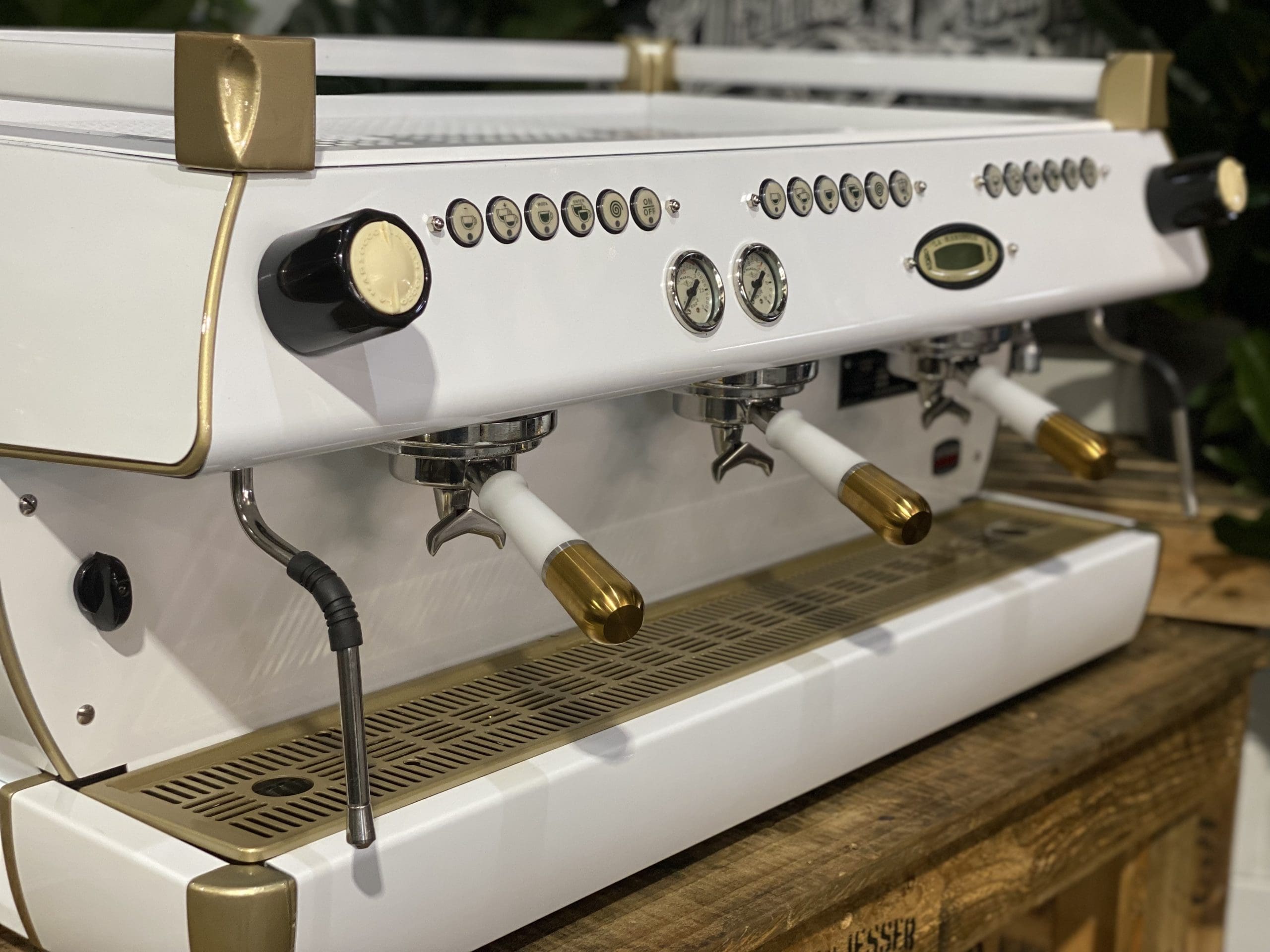 La Marzocco GB5 3 Group White & Gold W. Pesado Group Handles - Used