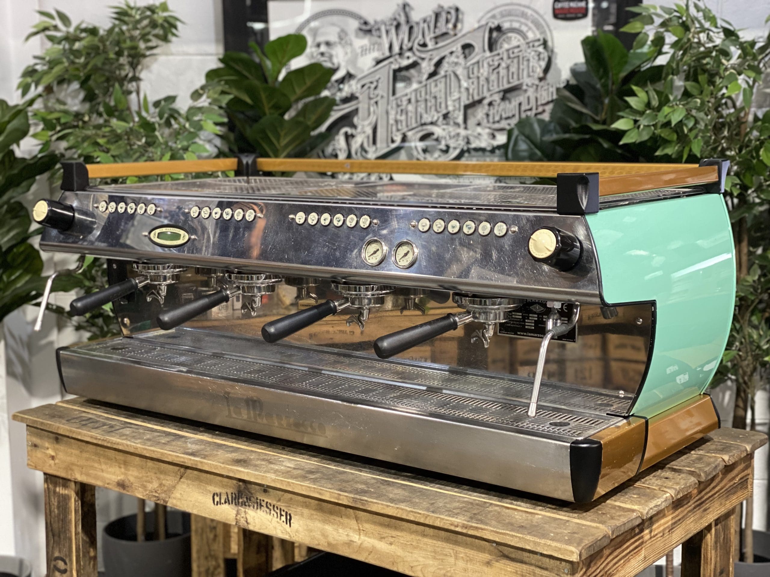 La Marzocco GB5 4 Group Coffee Machine Green & Gold - Used