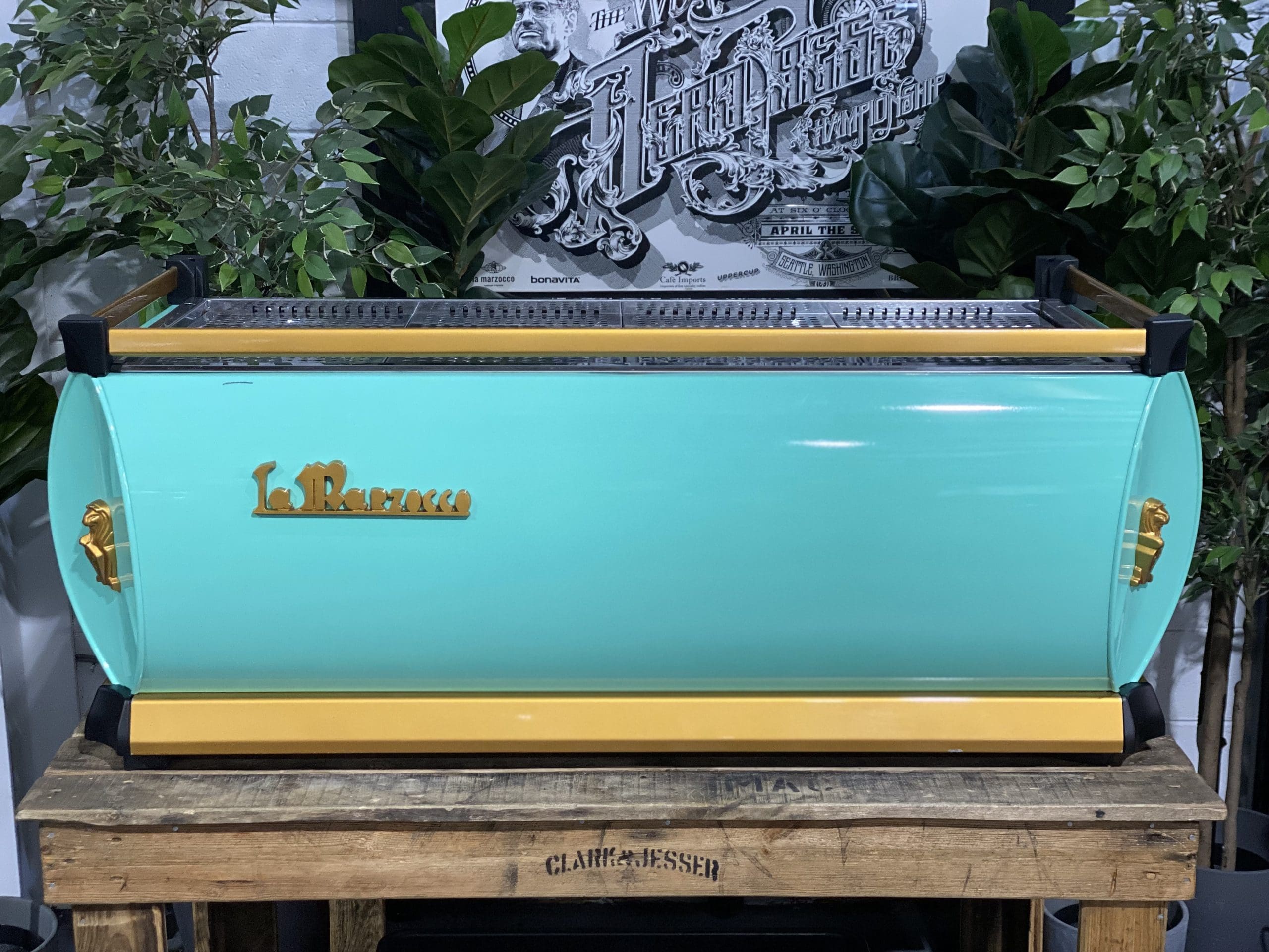 La Marzocco GB5 4 Group Coffee Machine Green & Gold - Used