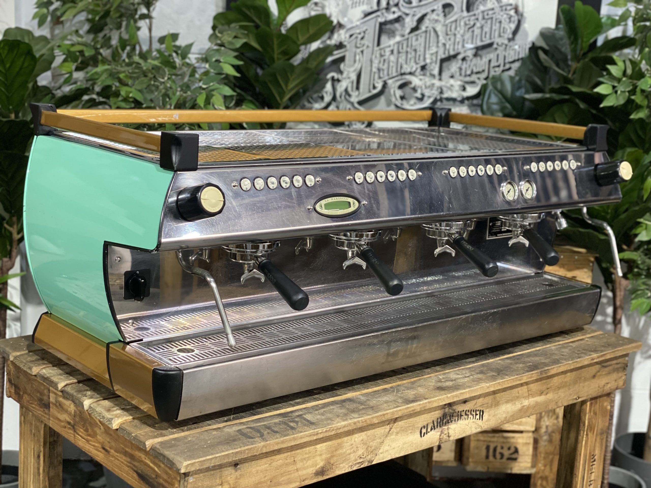 La Marzocco GB5 4 Group Coffee Machine Green & Gold - Used