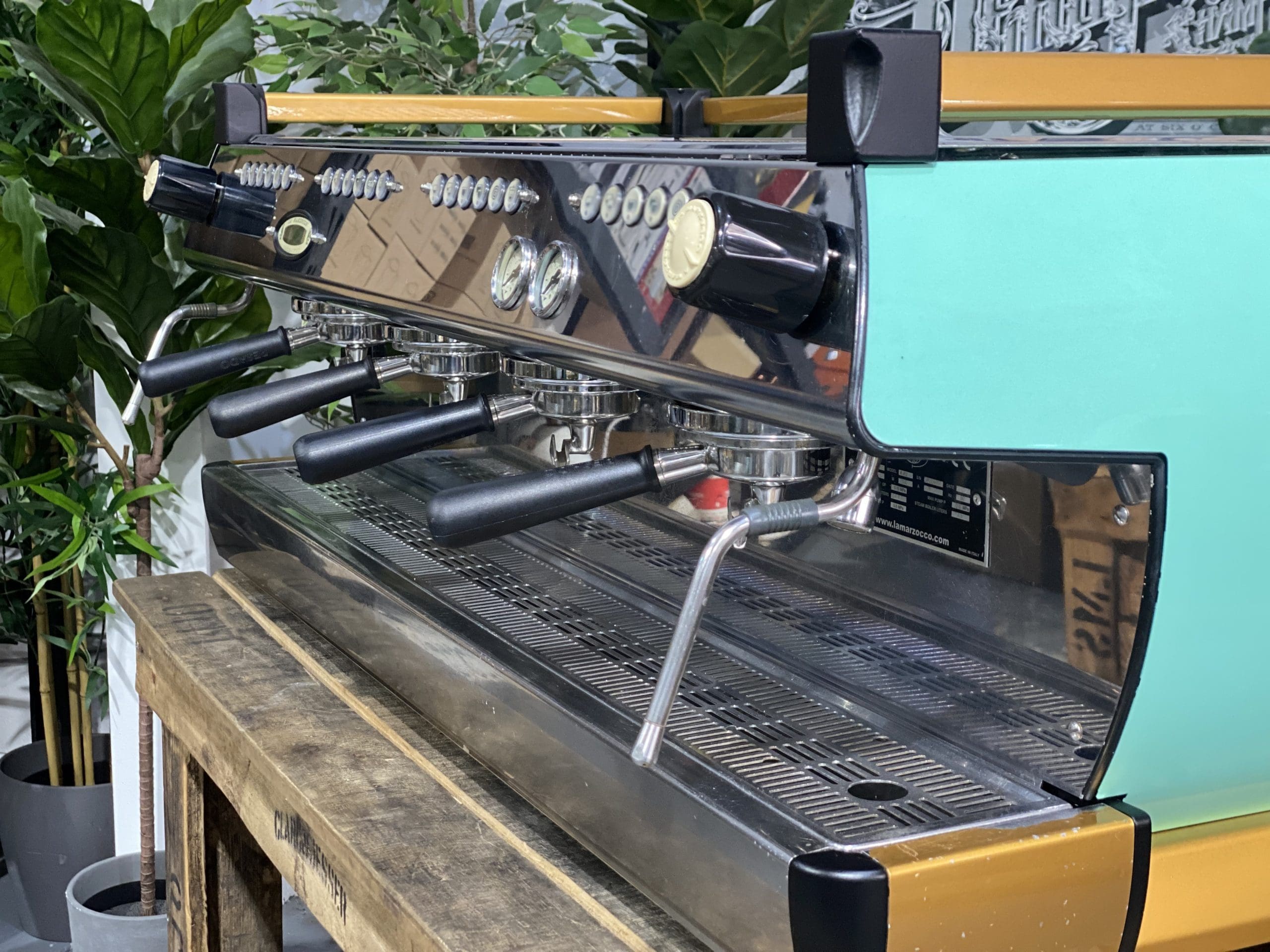 La Marzocco GB5 4 Group Coffee Machine Green & Gold - Used