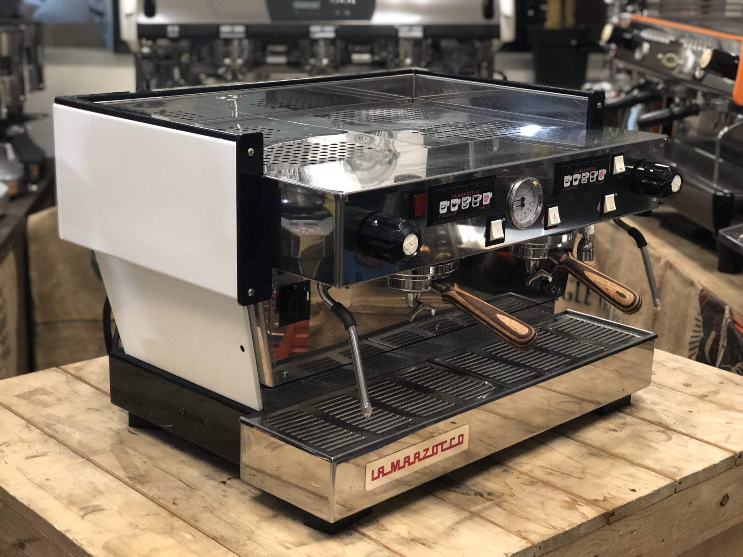 La Marzocco Linea Classic 2 Group White with Timber Handles - Used