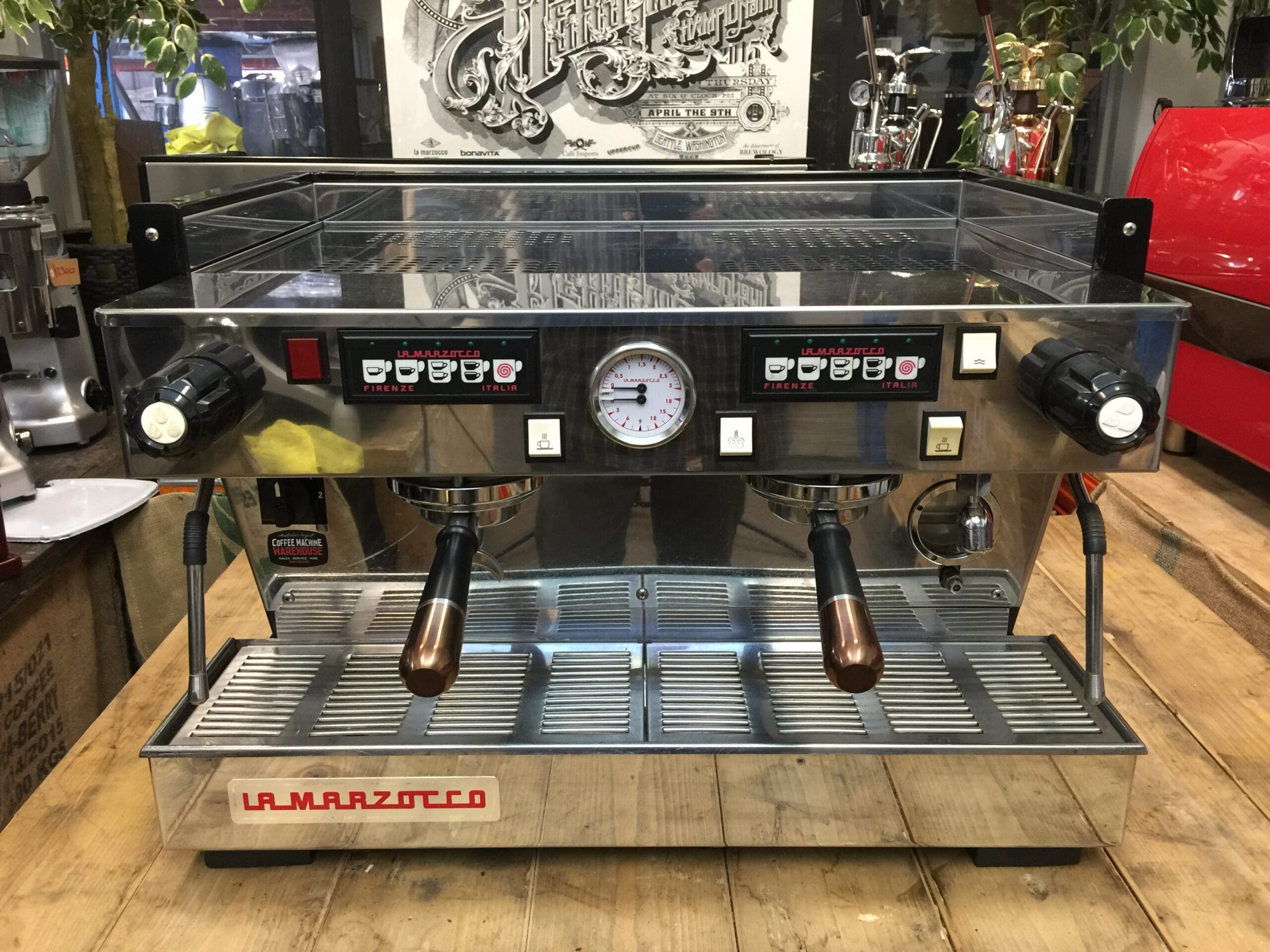La Marzocco Linea Classic 2 Group Matte Black with Black & Bronze Handles - Used