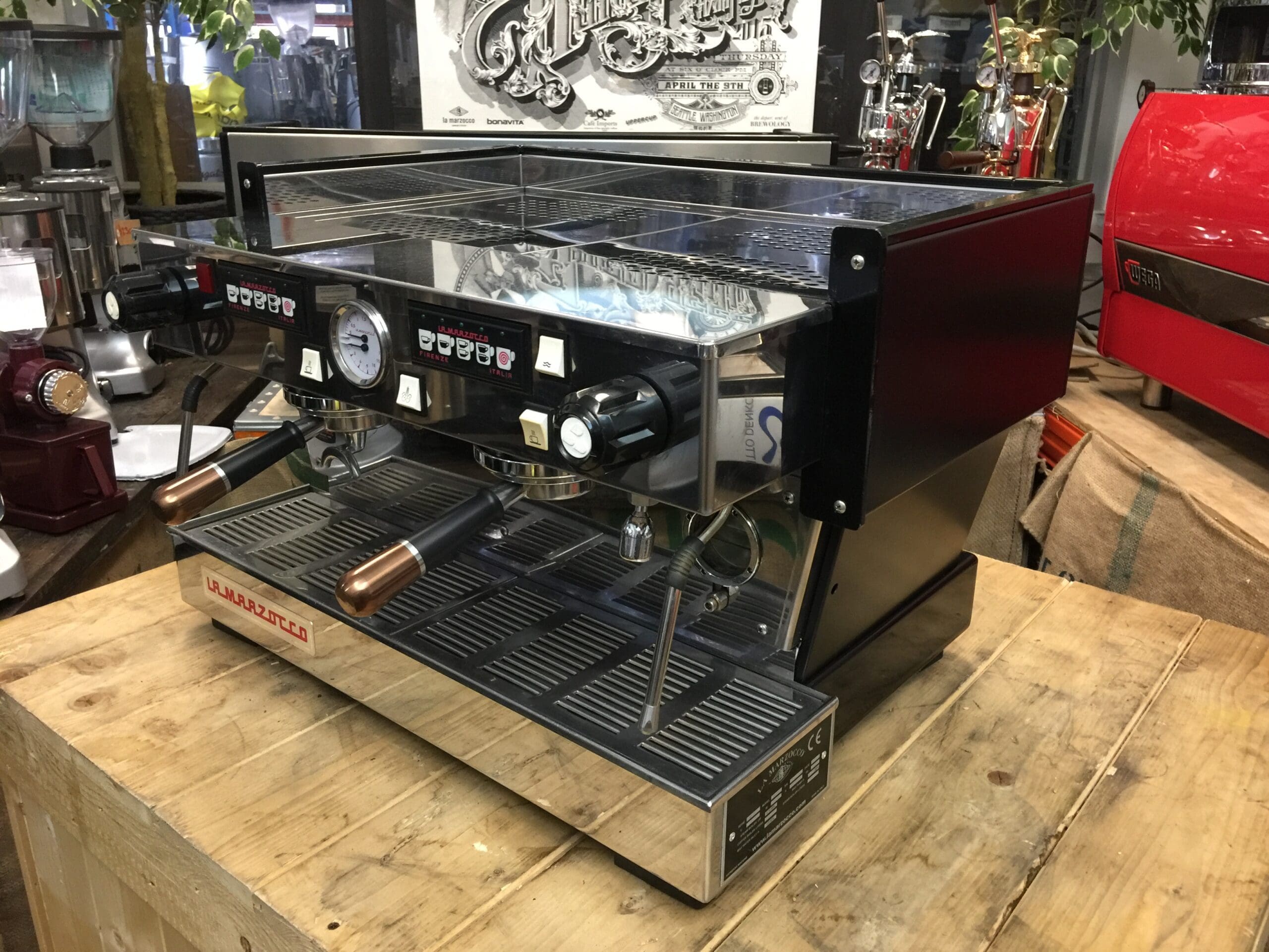 La Marzocco Linea Classic 2 Group Matte Black with Black & Bronze Handles - Used