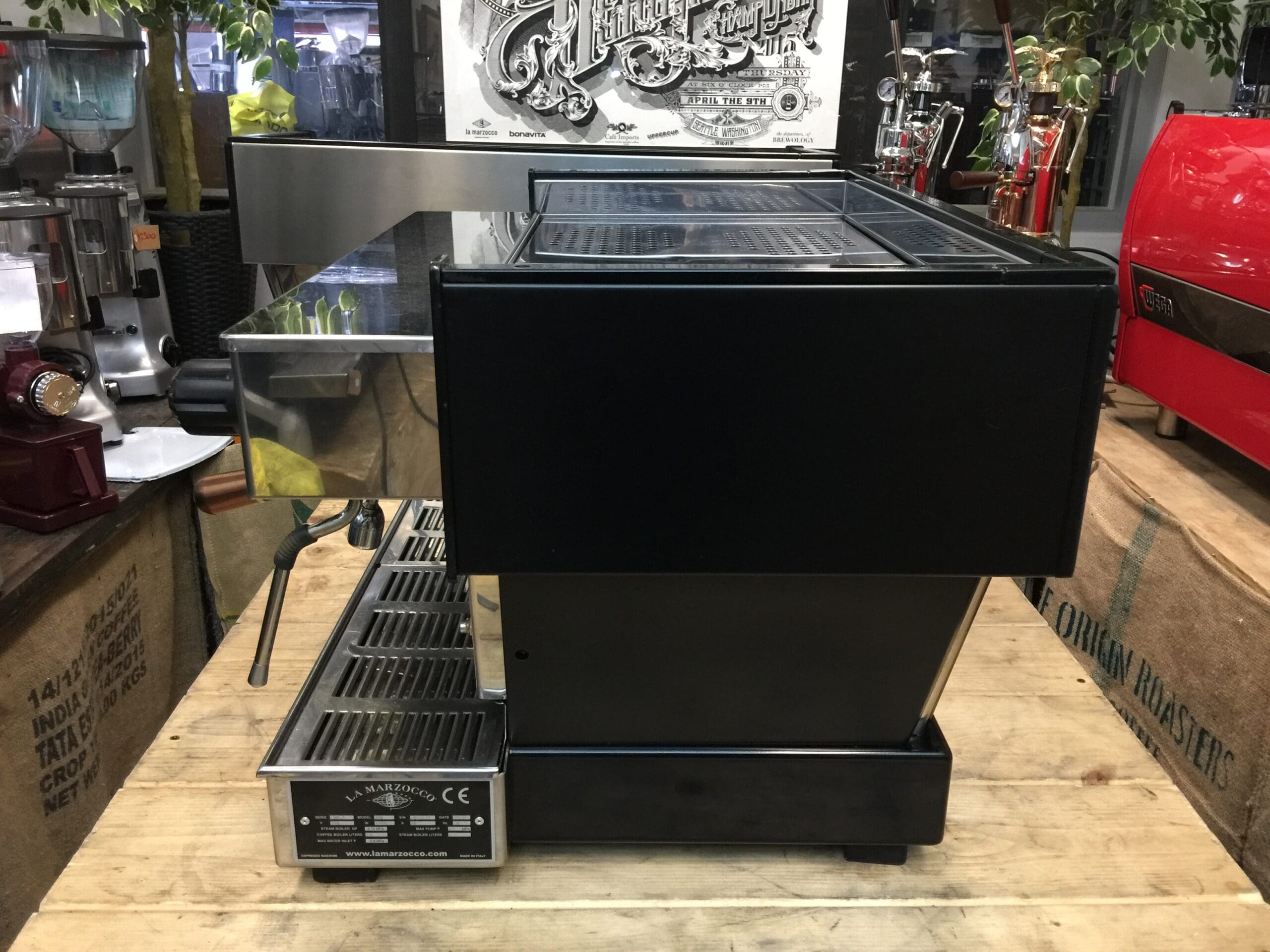 La Marzocco Linea Classic 2 Group Matte Black with Black & Bronze Handles - Used
