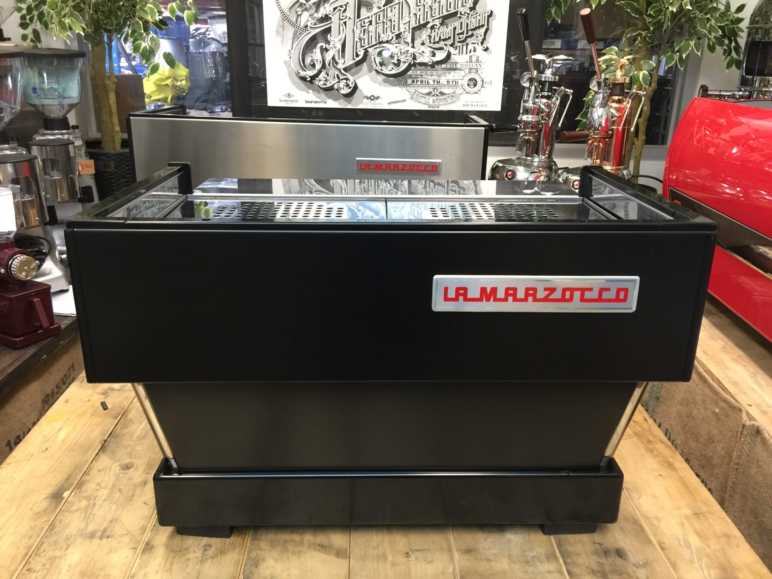 La Marzocco Linea Classic 2 Group Matte Black with Black & Bronze Handles - Used