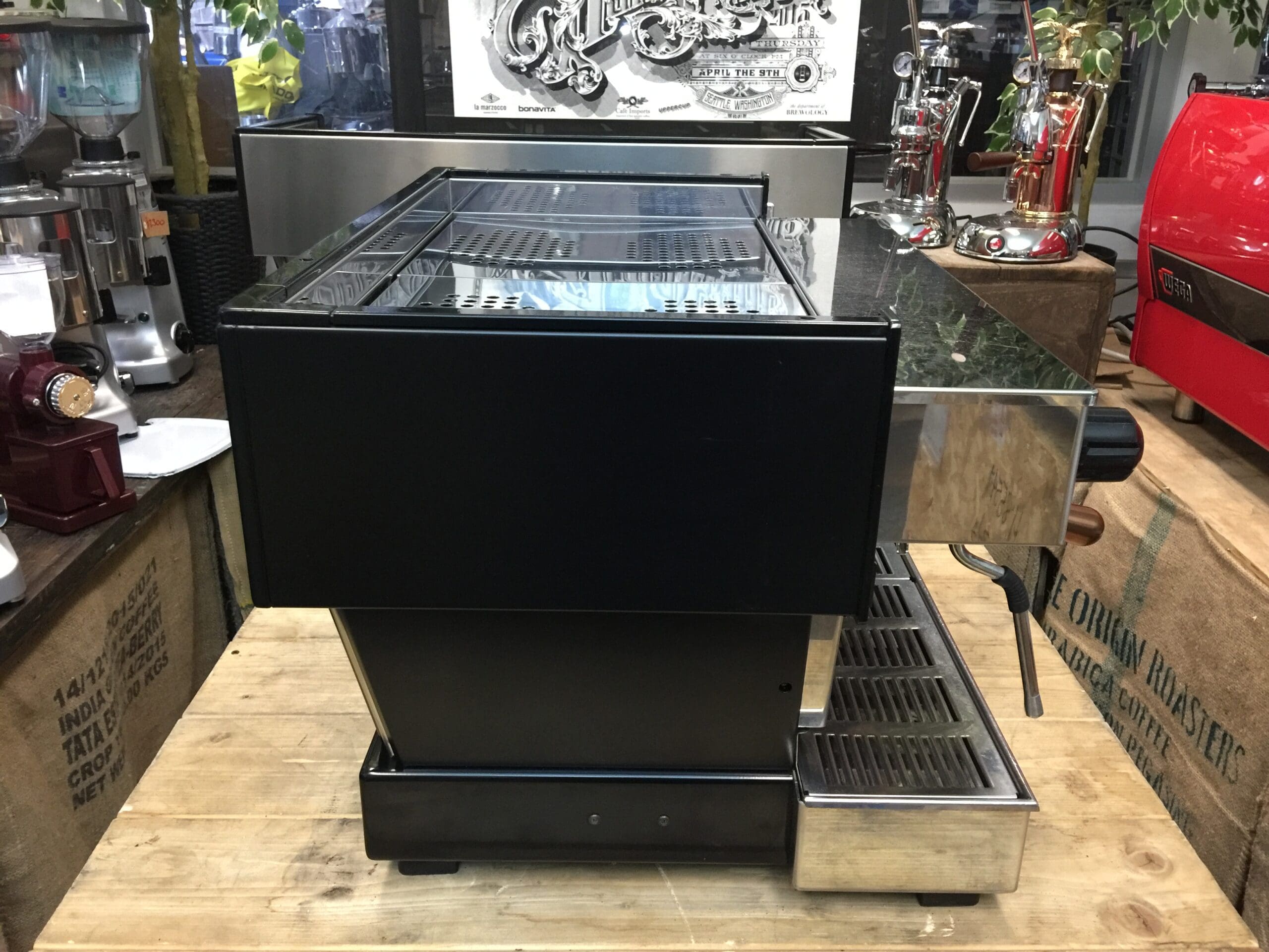 La Marzocco Linea Classic 2 Group Matte Black with Black & Bronze Handles - Used