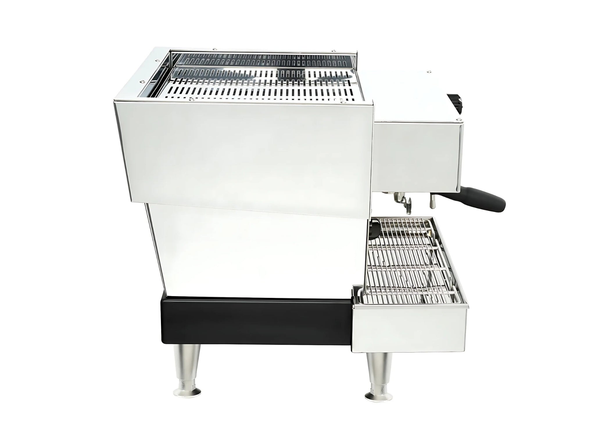 La Marzocco Linea Classic S AV 1 Group Coffee Machine Stainless – New espresso coffee machine side view, showing the stainless steel body, side panel design, and steam wand positioning.