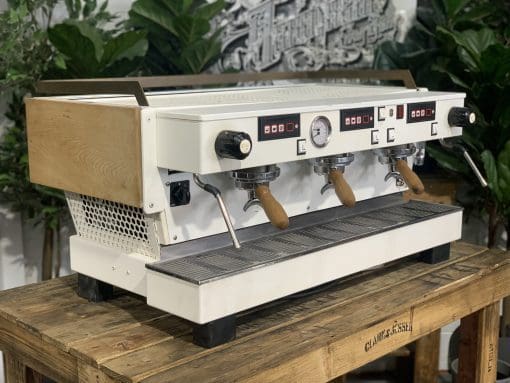 La Marzocco Linea 3 Group White & Timber Cut Out with Chronos - Used