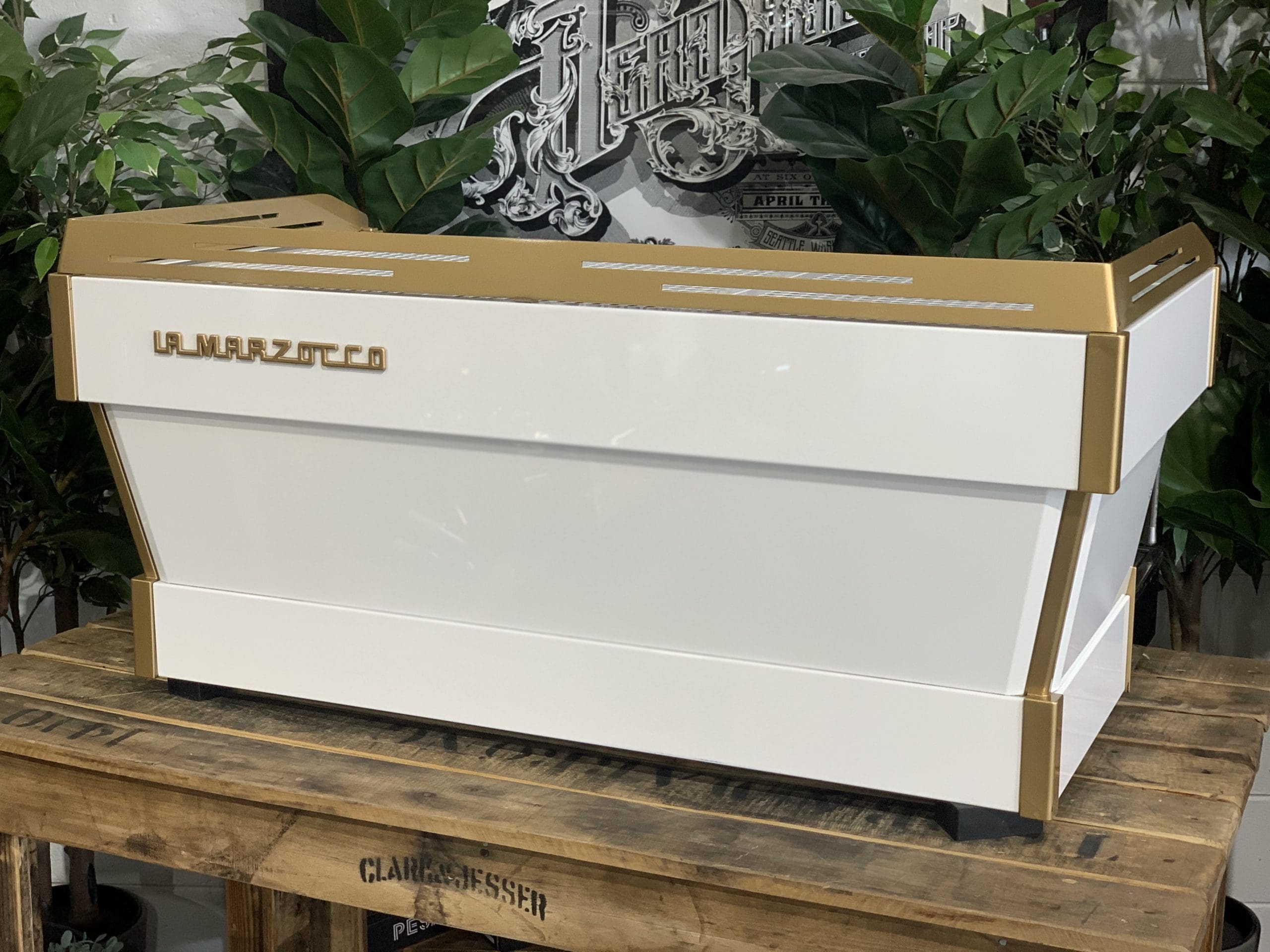 La Marzocco Linea PB 3 Group White & Gold with Pesado Handles - Used