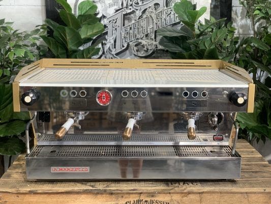 La Marzocco Linea PB 3 Group White & Gold with Pesado Handles - Used