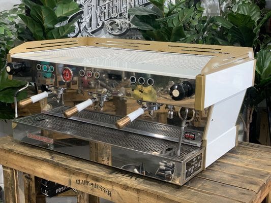 La Marzocco Linea PB 3 Group White & Gold with Pesado Handles - Used