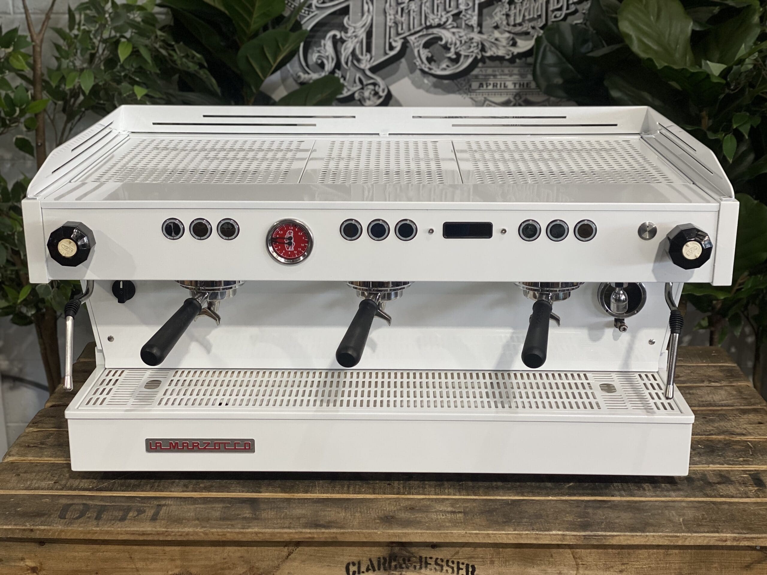 La Marzocco Linea PB 3 Group Full White w Black Rubber Pesado Handles - Used
