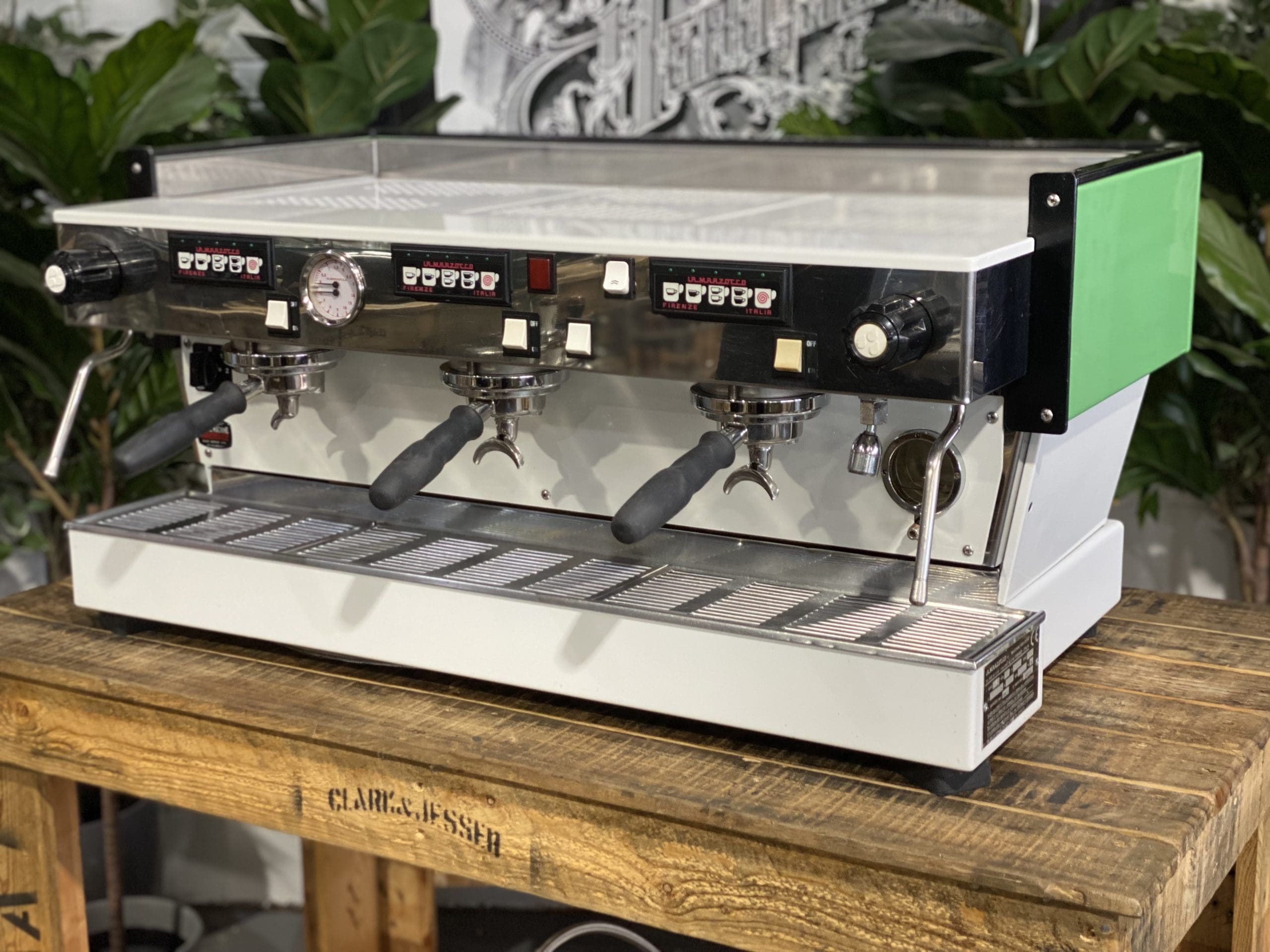 La Marzocco Linea Classic 3 Group White & Green Espresso Coffee Machine - Used