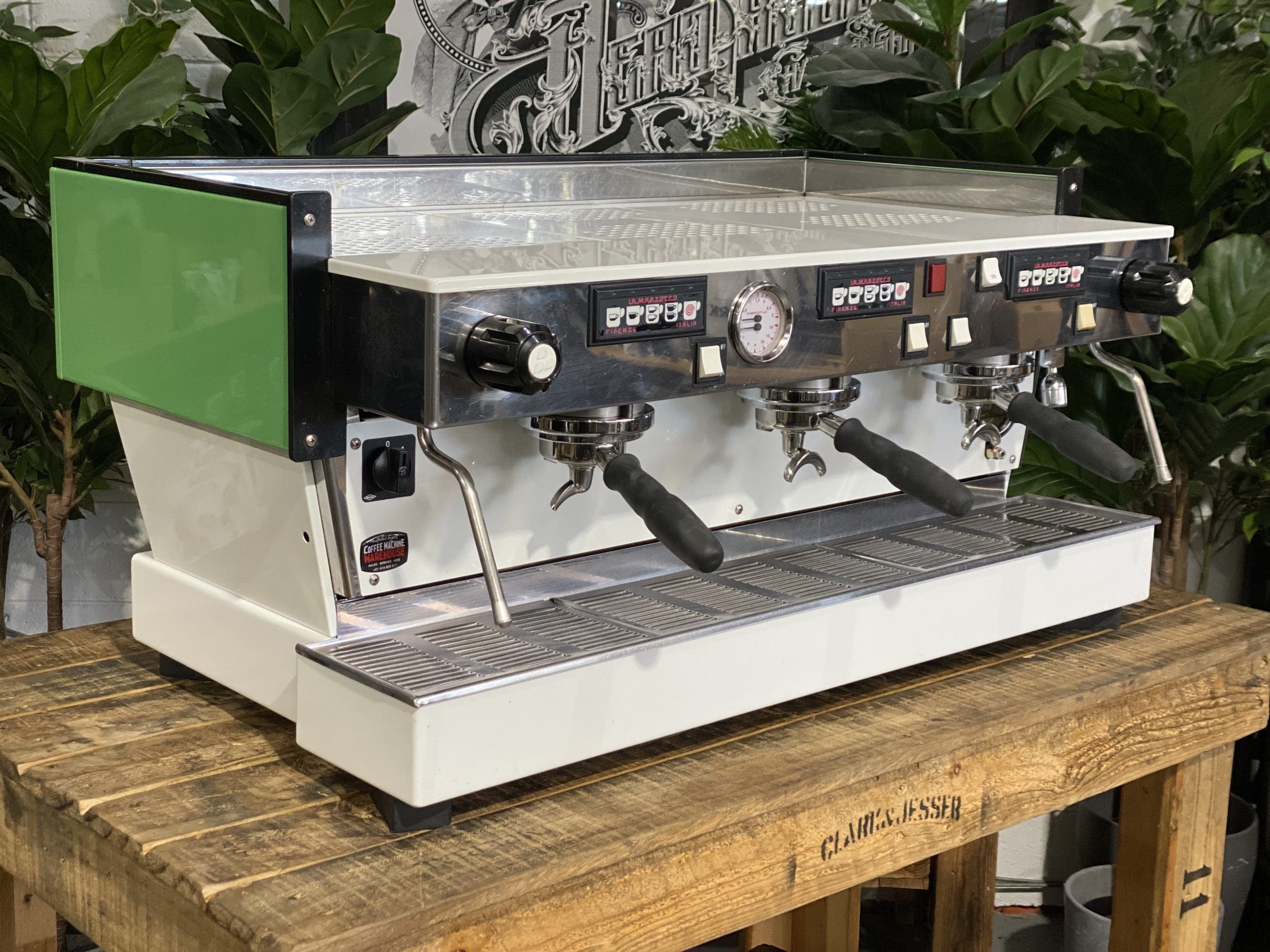 La Marzocco Linea Classic 3 Group White & Green Espresso Coffee Machine - Used
