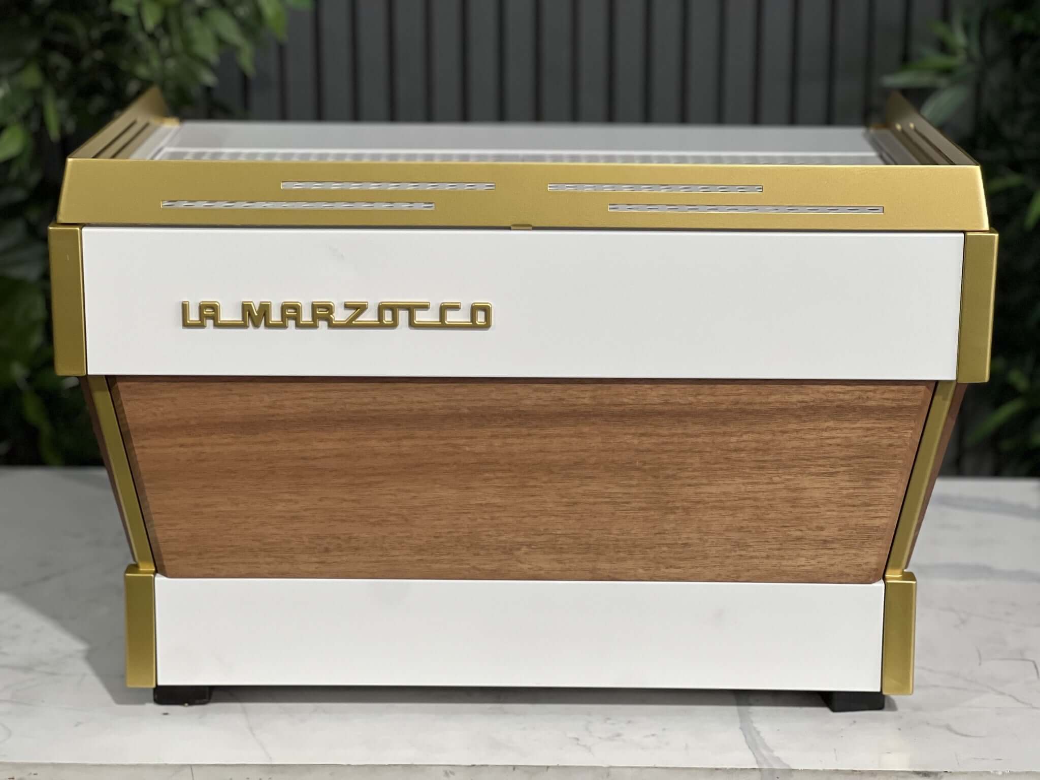 La Marzocco Linea PB 2 Group White & Gold with Timber Panels & Handles - Used