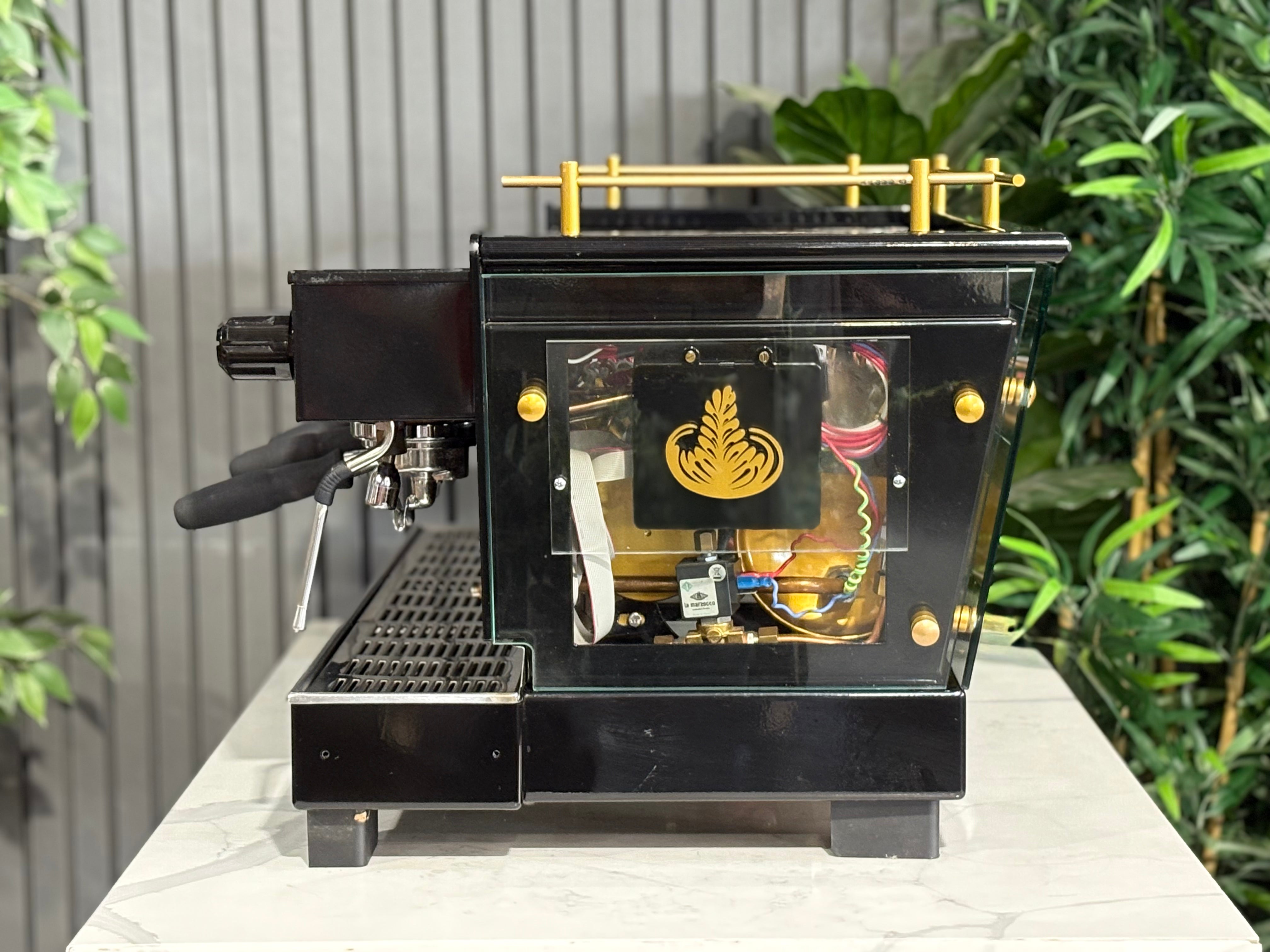 La Marzocco FB70 3 Group Custom Glass Body - Black & Gold