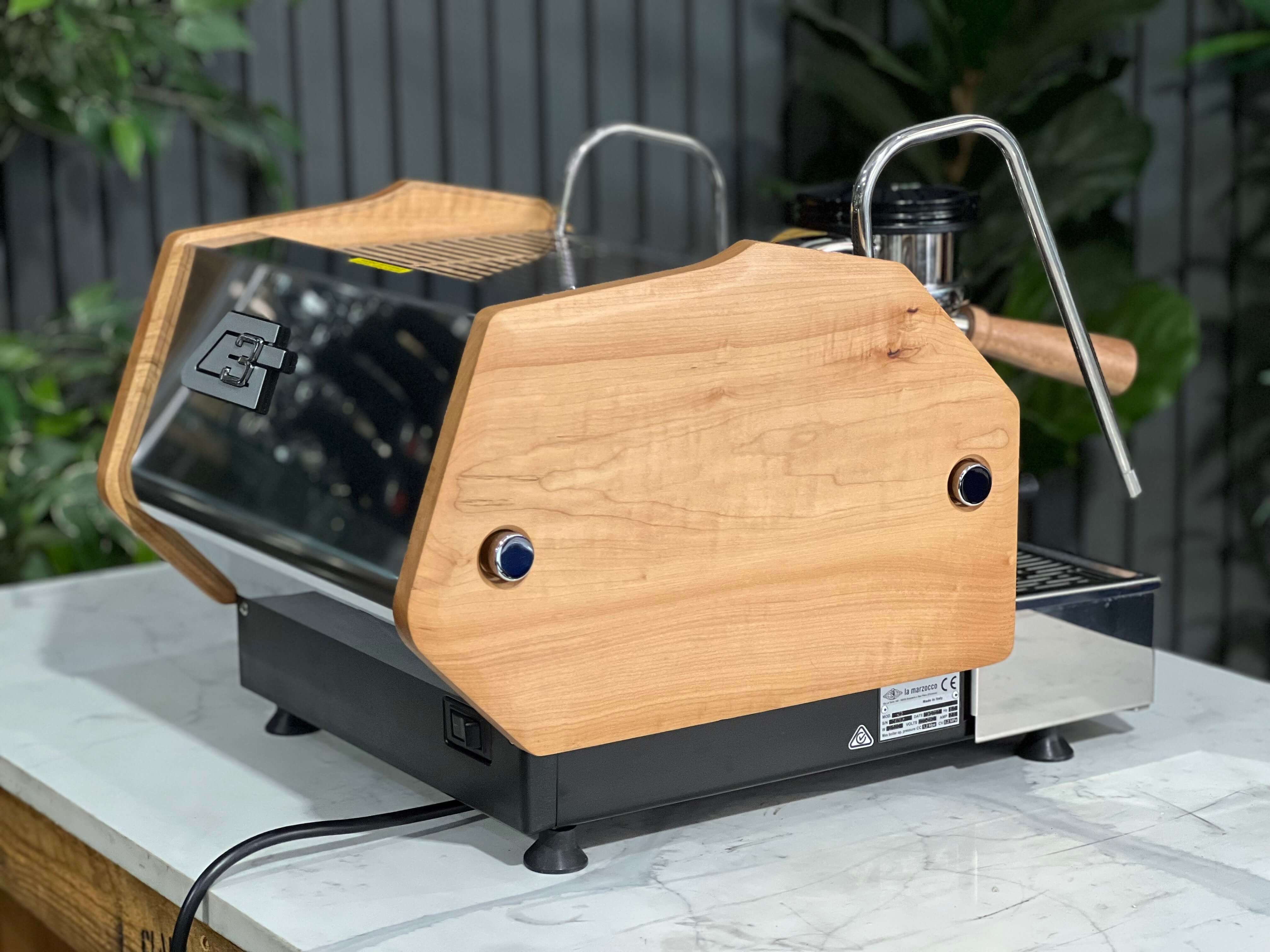 La Marzocco Gs3 Av 1 Group Espresso Coffee Machine - Stainless With Timber Sides & Handles
