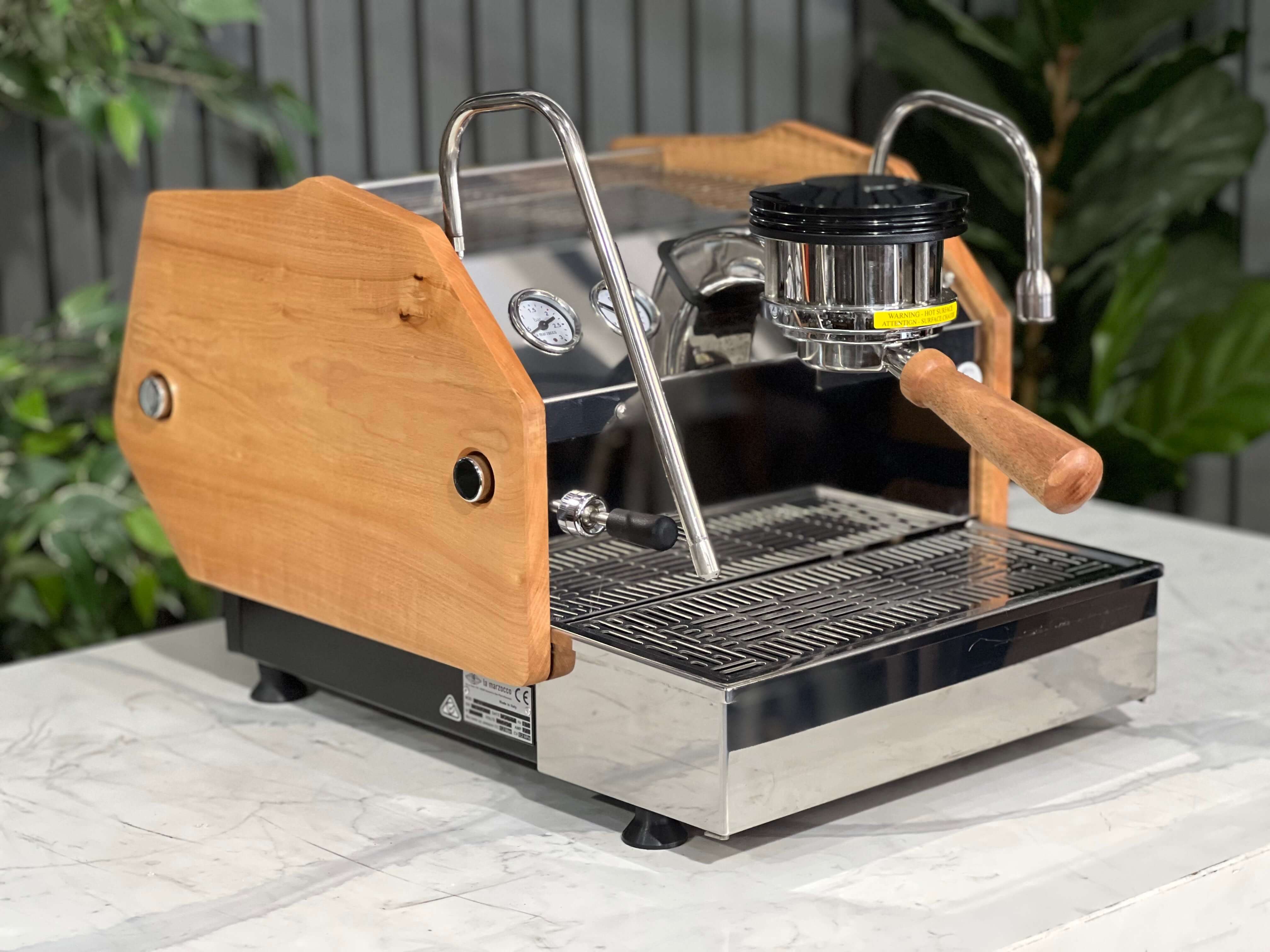 La Marzocco Gs3 Av 1 Group Espresso Coffee Machine - Stainless With Timber Sides & Handles