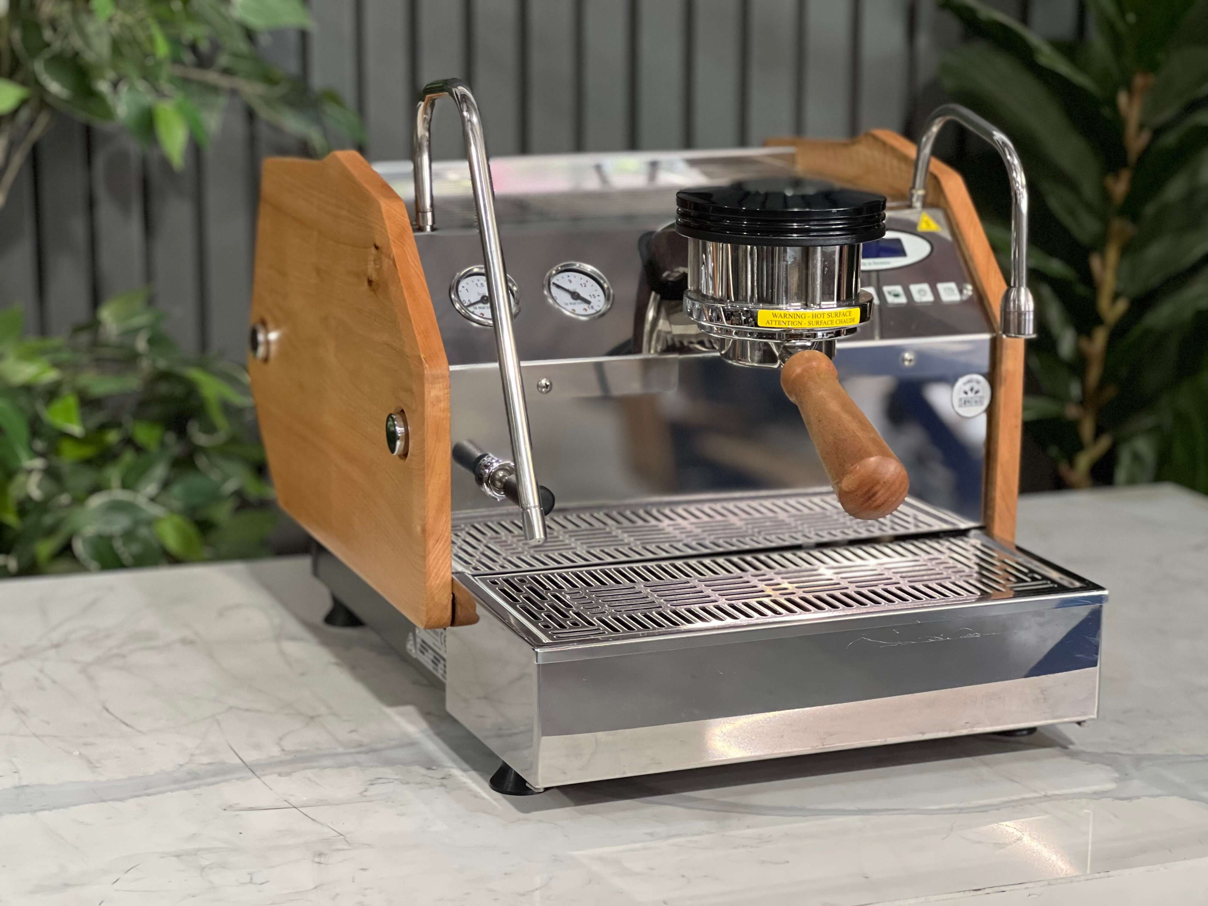 La Marzocco Gs3 Av 1 Group Espresso Coffee Machine - Stainless With Timber Sides & Handles