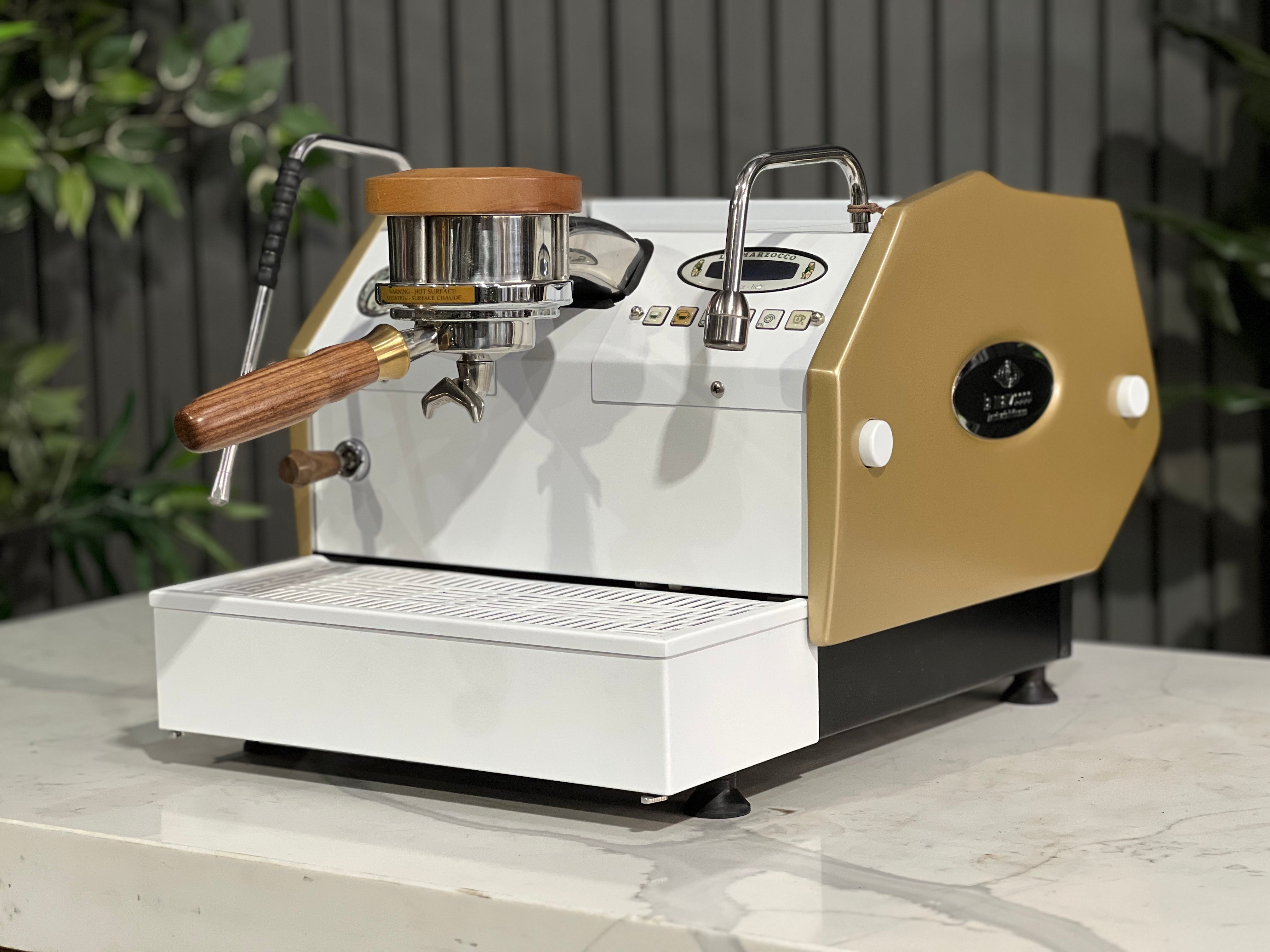 La Marzocco Gs3 Av 1 Group Espresso Coffee Machine White , Gold & Timber