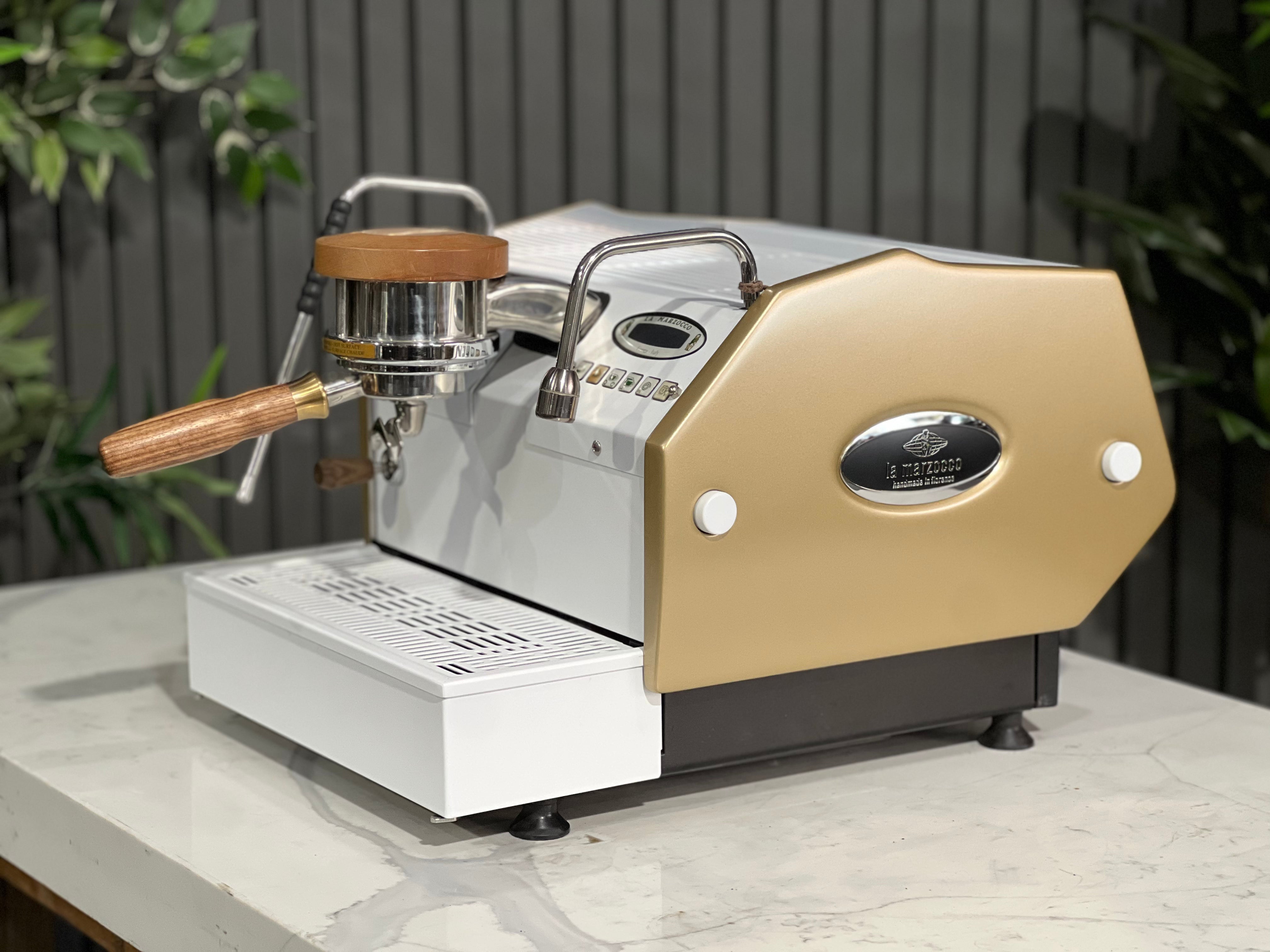 La Marzocco Gs3 Av 1 Group Espresso Coffee Machine White , Gold & Timber