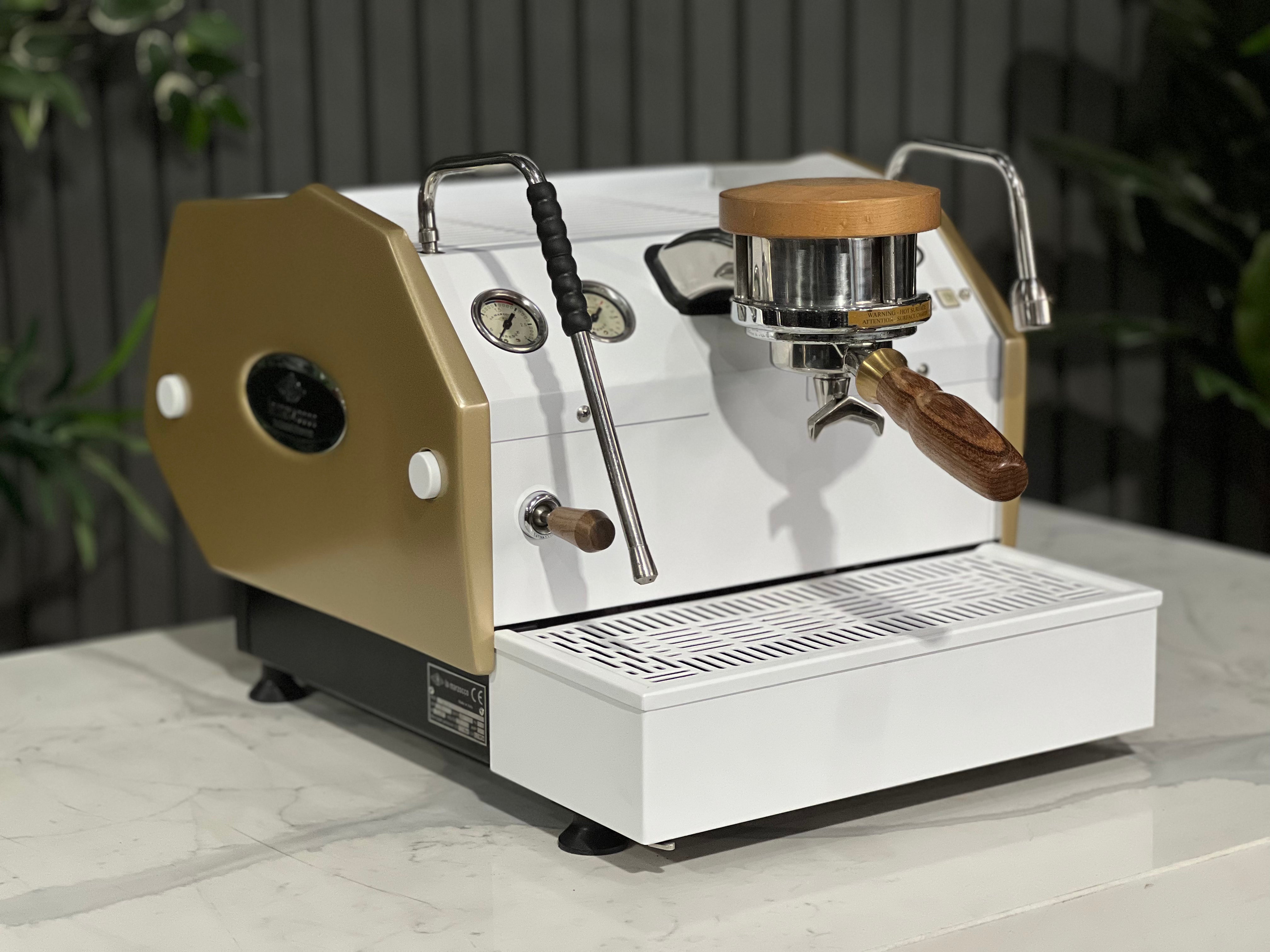 La Marzocco Gs3 Av 1 Group Espresso Coffee Machine White , Gold & Timber