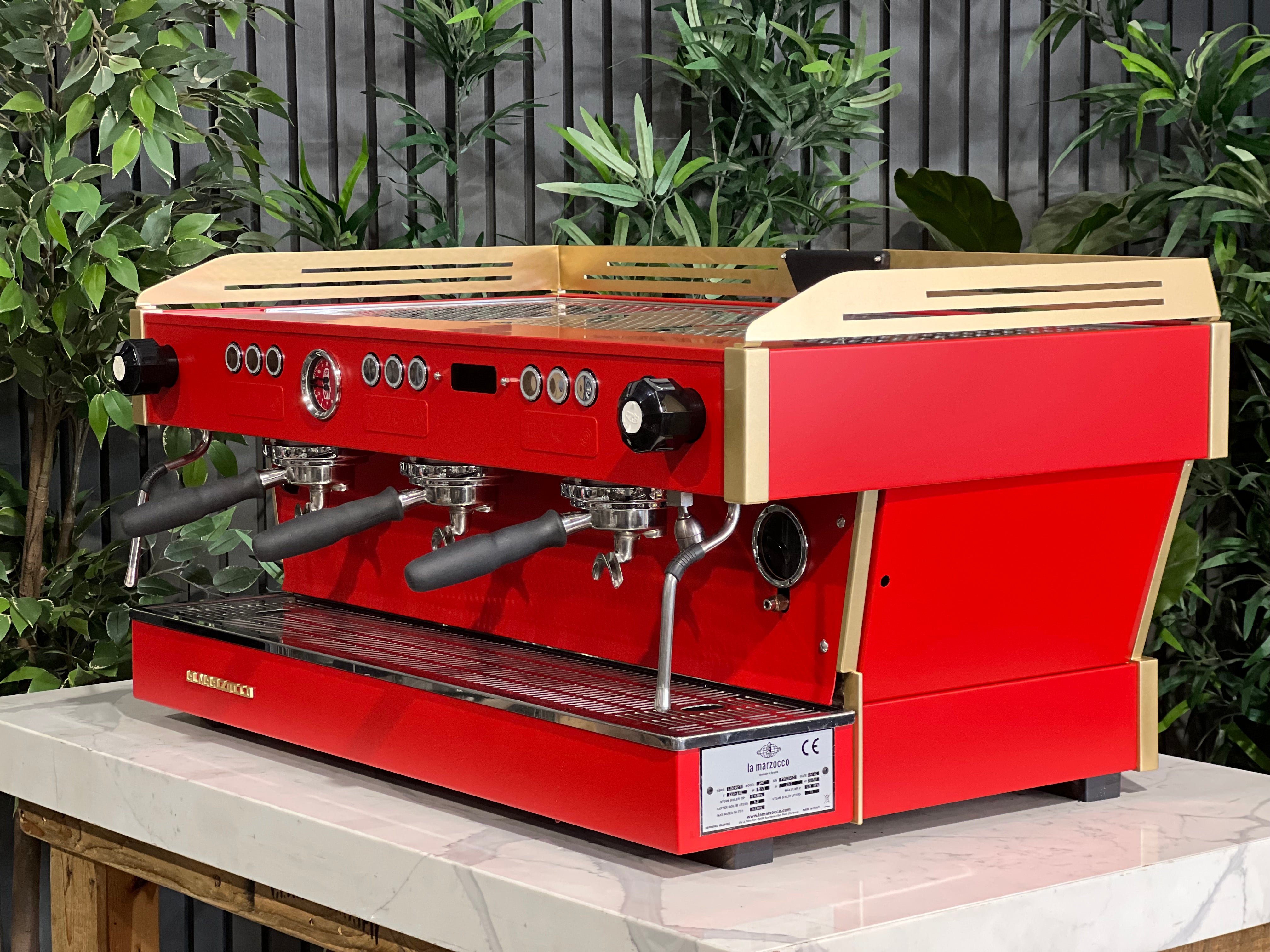La Marzocco Linea PB 3 Group Coffee Machine Custom Red & Gold