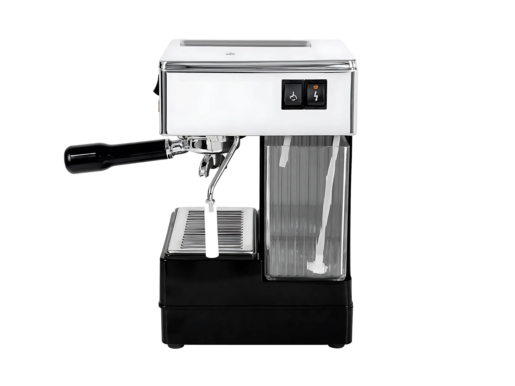 A new Quick Mill 0820 1 Group Espresso Coffee Machine in Black on a white background. The machine is photographed from the side.
