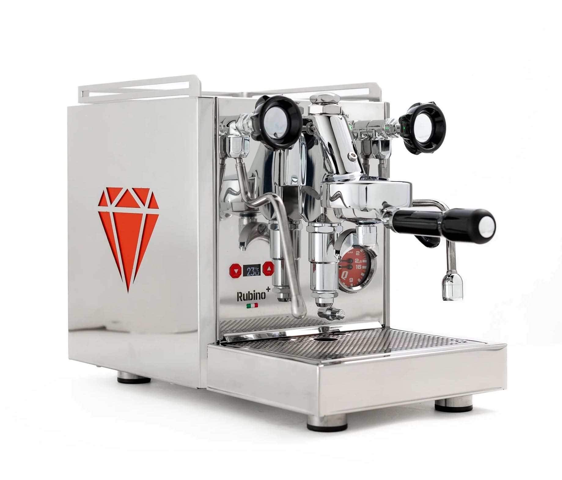 Quick Mill Rubino Plus PID 1 Group Stainless w/ Red Accents - New