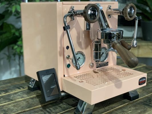 Rocket R58 Style 1 Group Kit Walnut A Complete espresso machine showcasing American Black Walnut handles and premium design.