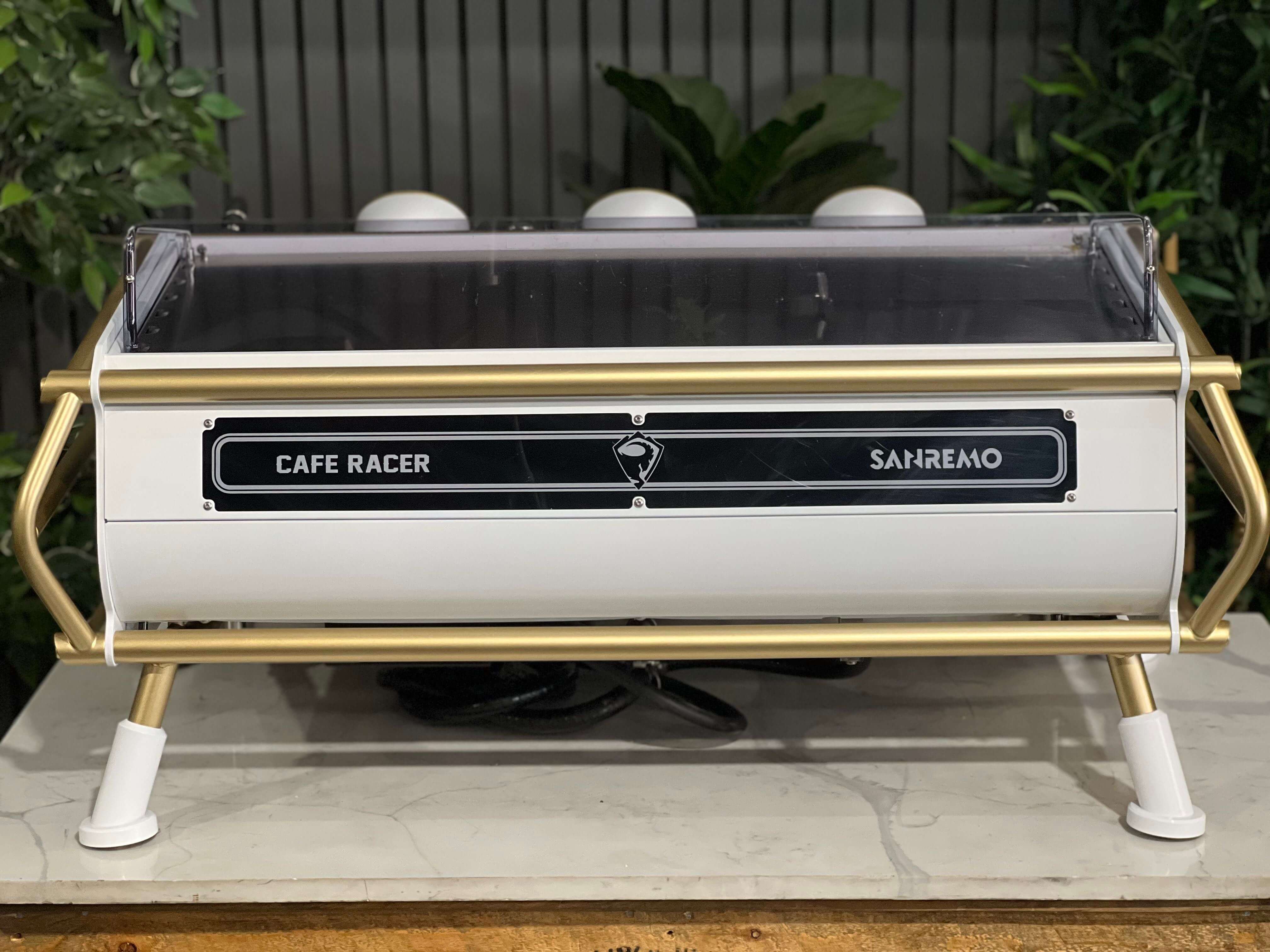 San Remo Cafe Racer 3 Group White & Gold Coffee Machine