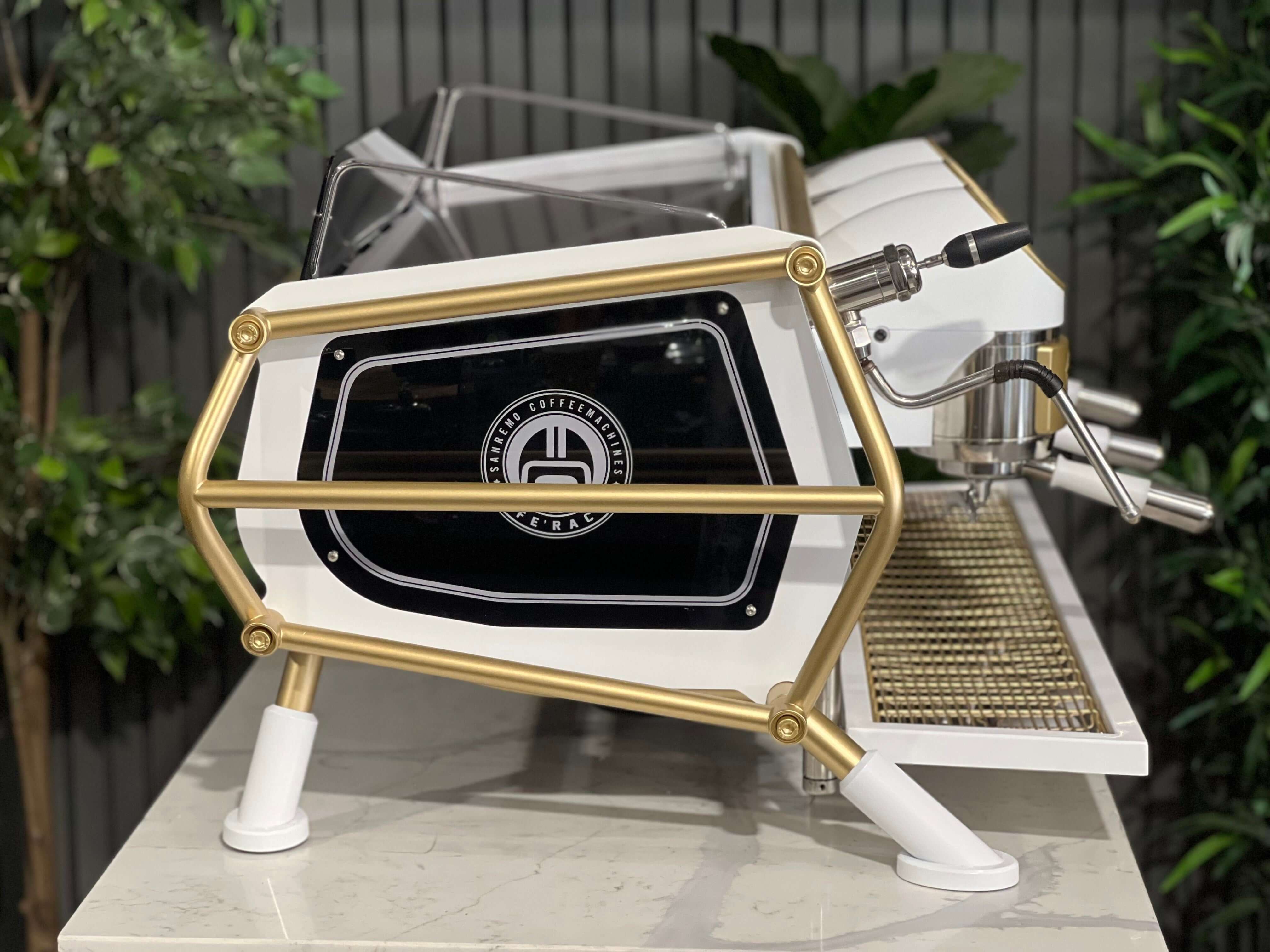 San Remo Cafe Racer 3 Group White & Gold Coffee Machine