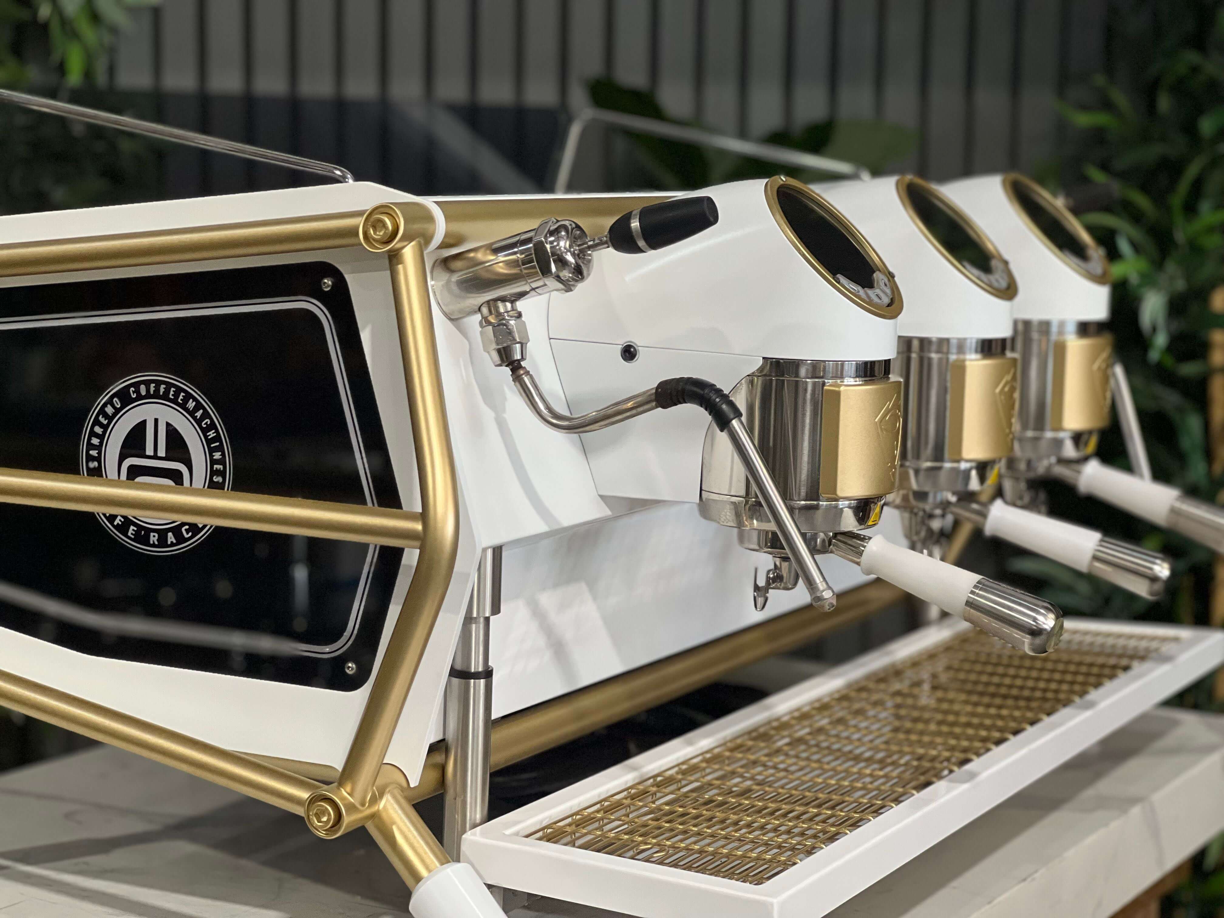 San Remo Cafe Racer 3 Group White & Gold Coffee Machine